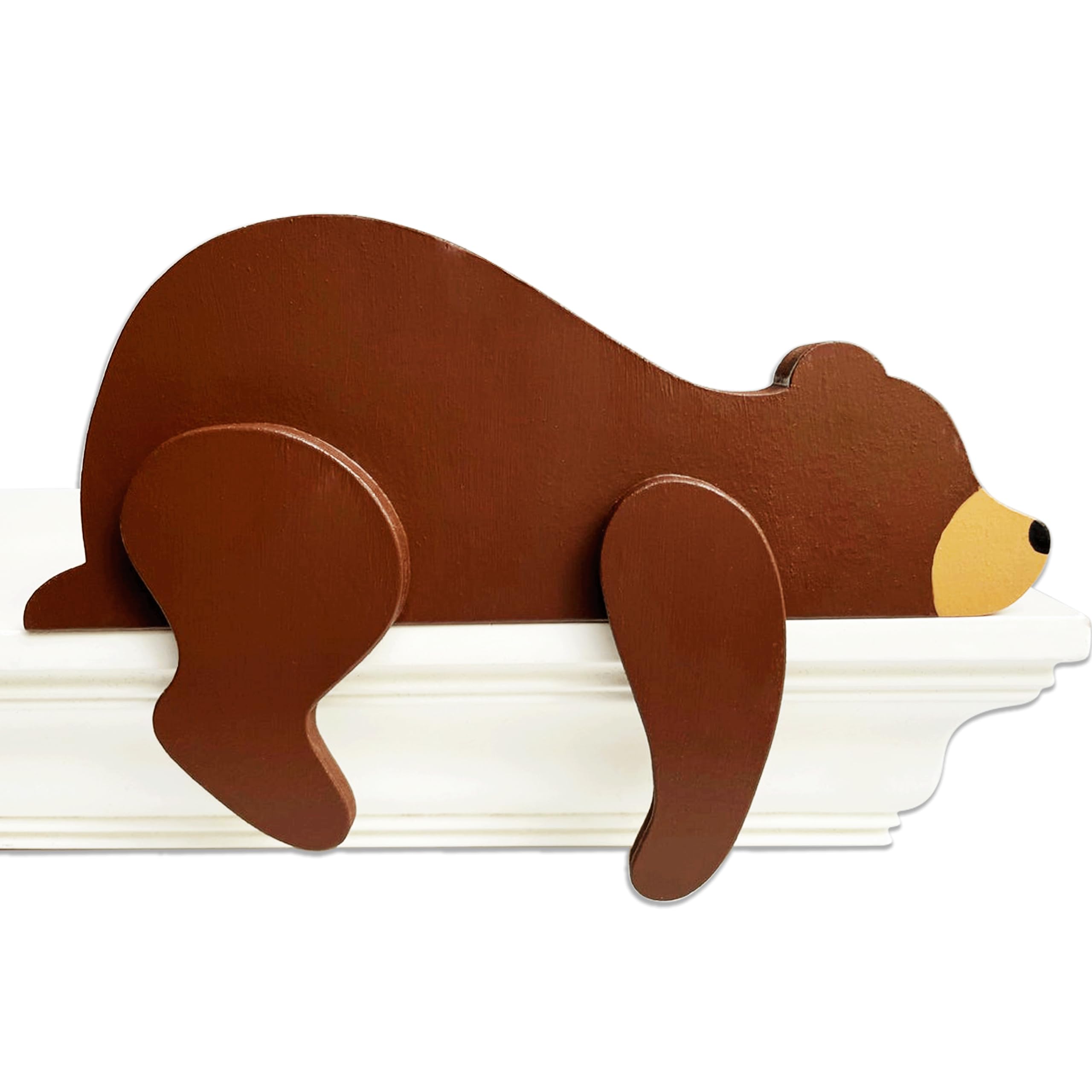 Woodland Nursery Decor for Baby - Black Bear Wooden Decoration, Wilderness Sleeping Bear Figurine, Safari Forest Theme for Classroom, Bedroom, Nursery Room Shelf (Brown) - Perfect for Baby Showers, Kids' Rooms & Nature-Themed Decor