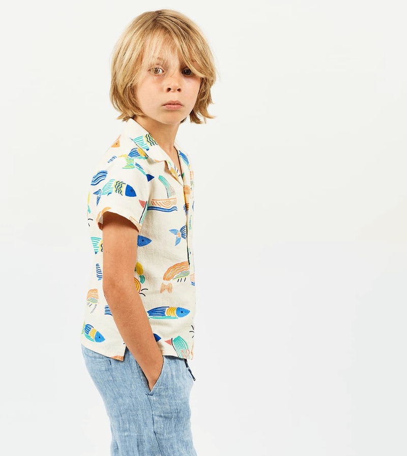 Freddie Shirt in Ocean Print by Arsene et les Pipelettes | Stylish Men's Casual Button-Up Shirt | Perfect for Beach Vacation, Summer Outings & Relaxed Style