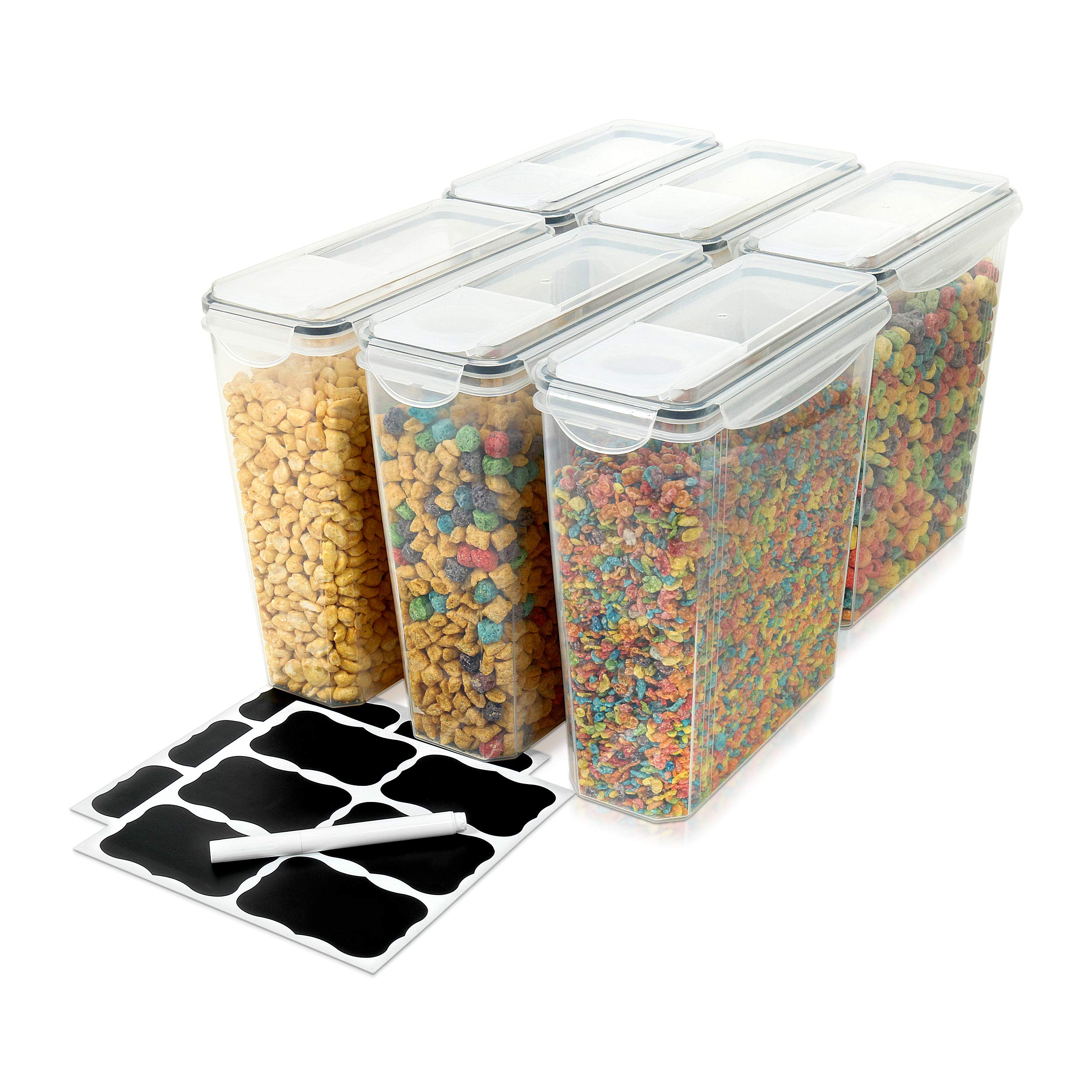6 Pack Airtight Cereal Storage Containers - Large Food Storage Set for Kitchen & Pantry Organization | Keep Cereals & Snacks Fresh | Perfect for Breakfast, Baking & Meal Prep