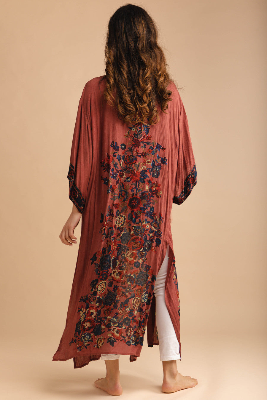 Elegant Floral Kimono for Women - Lightweight Long Garden Robe - Perfect for Beach Cover-Up, Yoga, and Summer Outfits