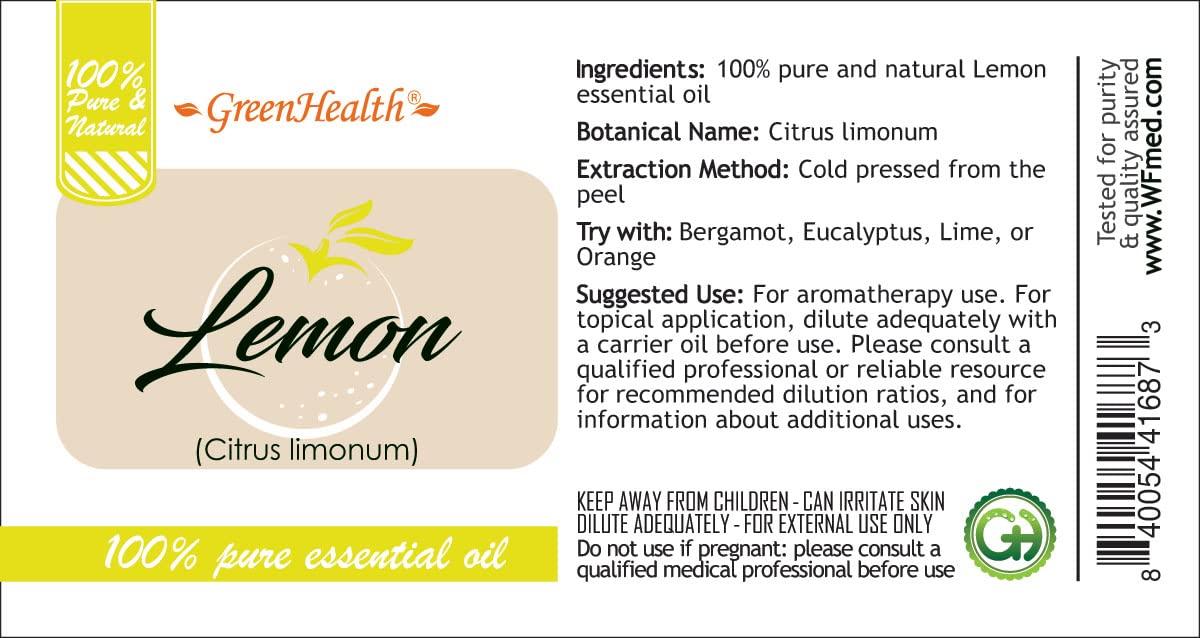 Greenals 100% Pure Lemon Essential Oil - 10ml (30 Oils Set) for Aromatherapy, Diffusers & DIY Skincare | Natural Relaxation & Stress Relief