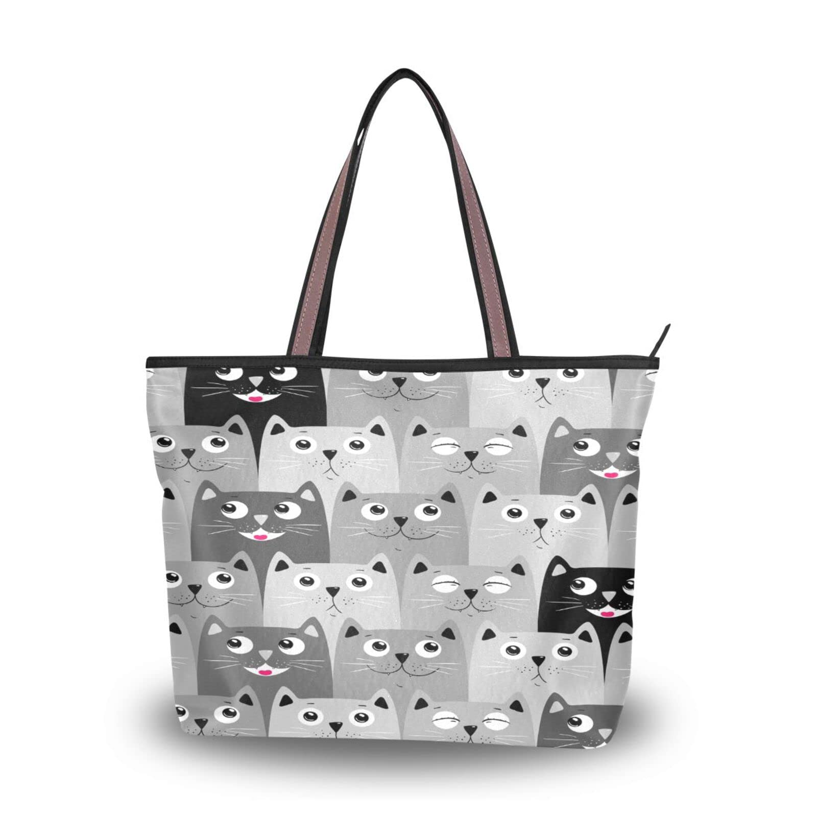 Stylish JSTEL Printed Tote Bag for Women - Large Zippered Polyester Handbag with Pockets - Perfect for Work, Travel & Shopping