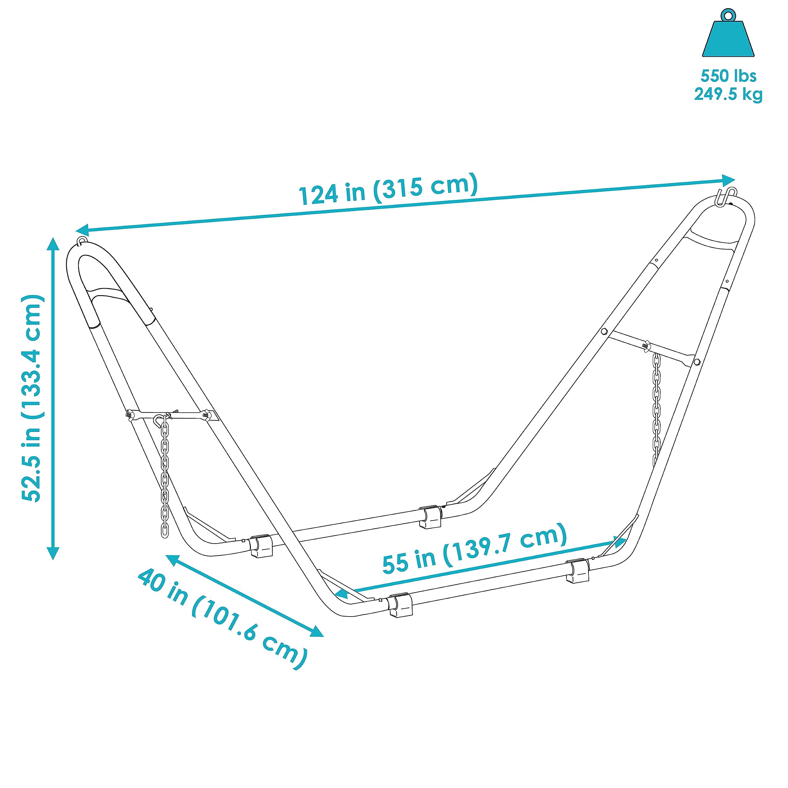 Heavy-Duty Universal Double Hammock Stand - 550 lbs Capacity for 9-14 Foot Hammocks - Bronze Outdoor Hammock Stand for Backyard, Patio, Camping & Beach Relaxation