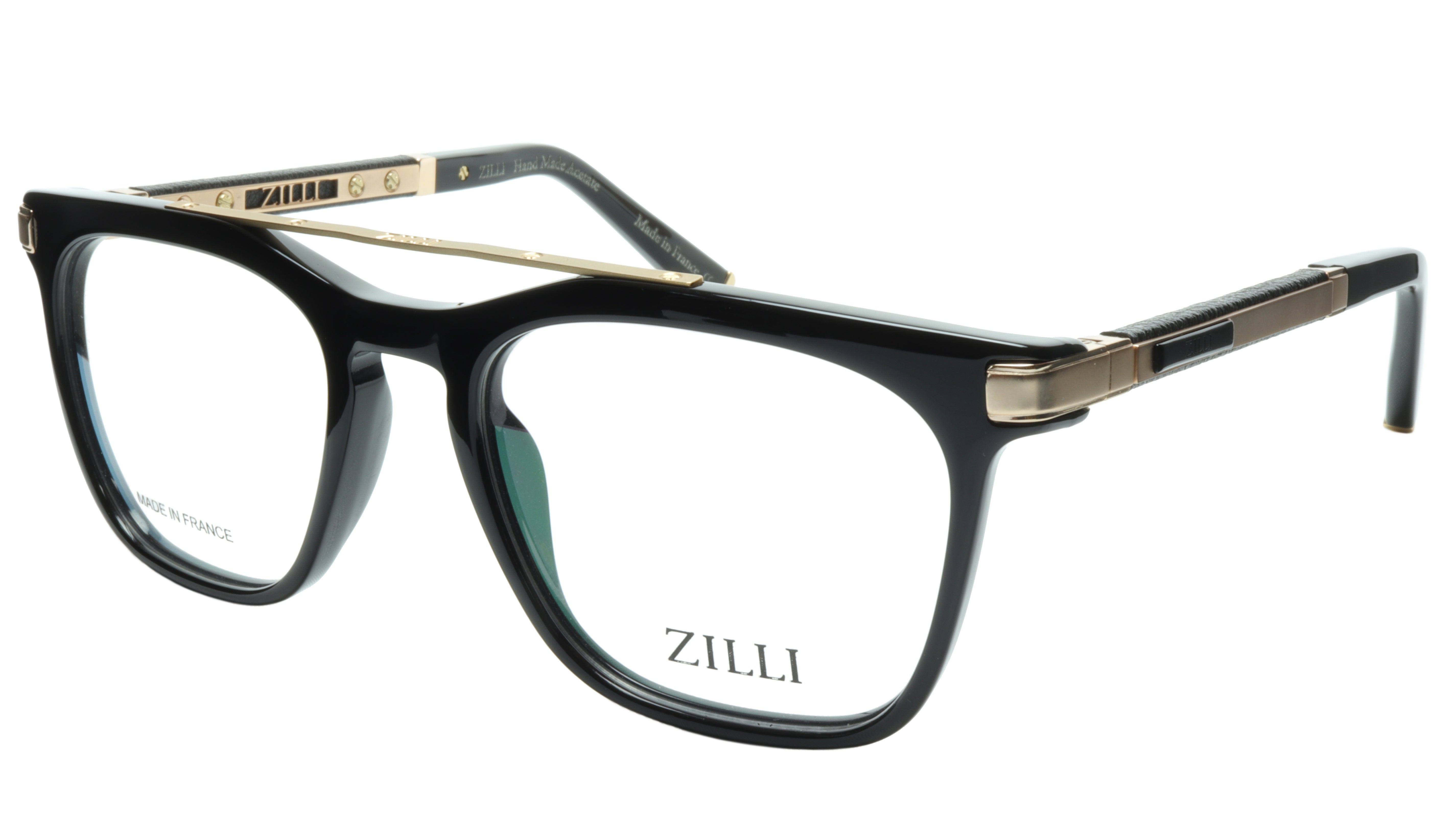 Premium ZILLI Eyeglasses Frame - Titanium Acetate Black Gold - Made in France (Model ZI 60018 C01) - Perfect for Business, Reading & Fashion Accessories