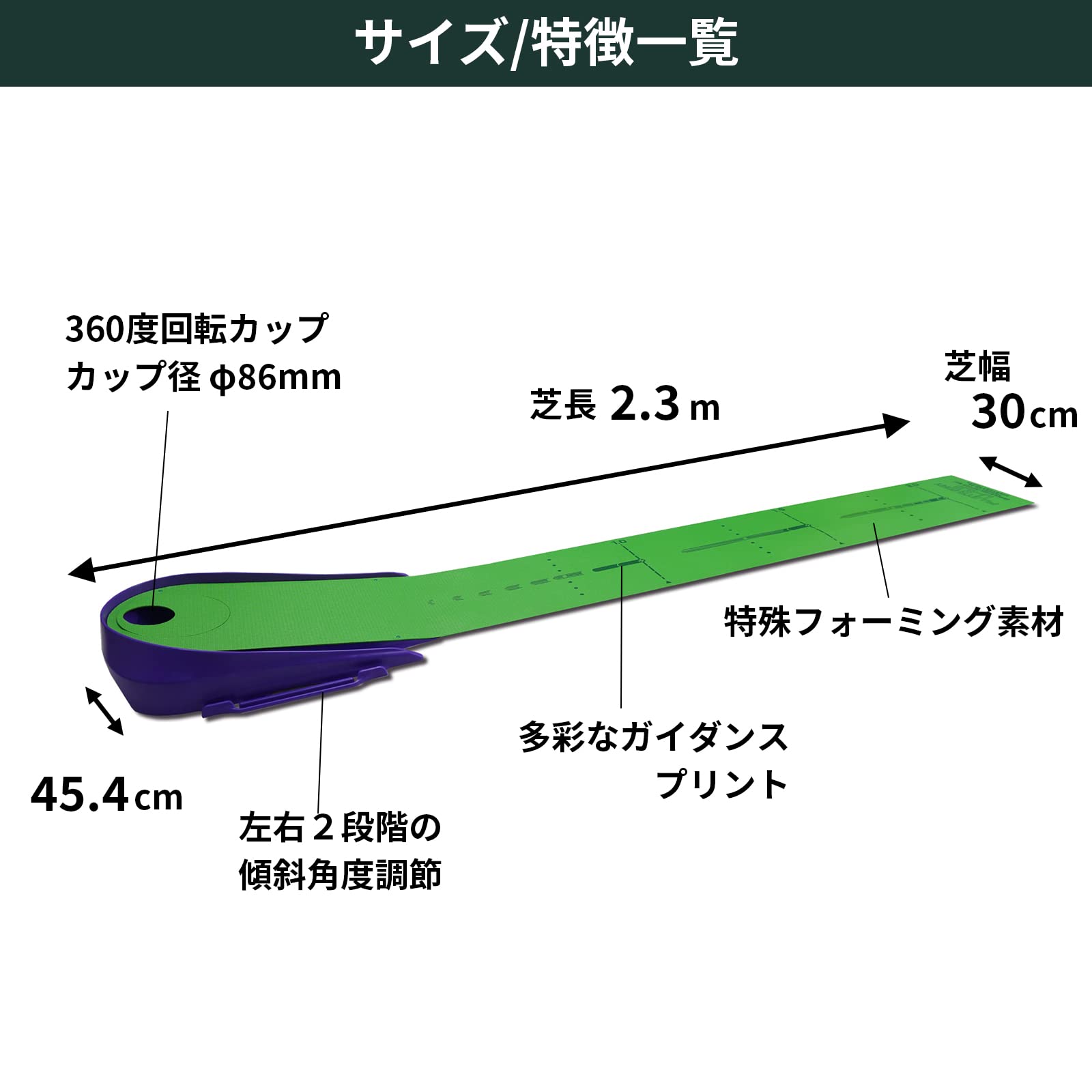 Fujita U-2.3 Ridged Putting Mat - 7.5ft Golf Practice Mat with Alignment Guide (Model GV-0136) - Perfect for Indoor/Outdoor Golf Training & Home Office Putting Practice
