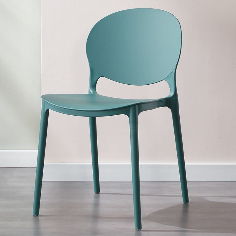 Mid Century Modern Dining Chairs - Stackable Plastic Armless Side Chairs for Kitchen, Dining Room & Living Room | Open Back Design | Blackish Green (Set of 1) | Perfect for Small Spaces & Contemporary Home Decor