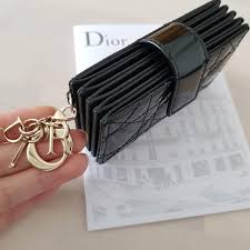 Dior Lady Calfskin Leather Card Holder Wallet - Black Luxury Women's Fashion Accessory for Everyday Use & Gift Giving