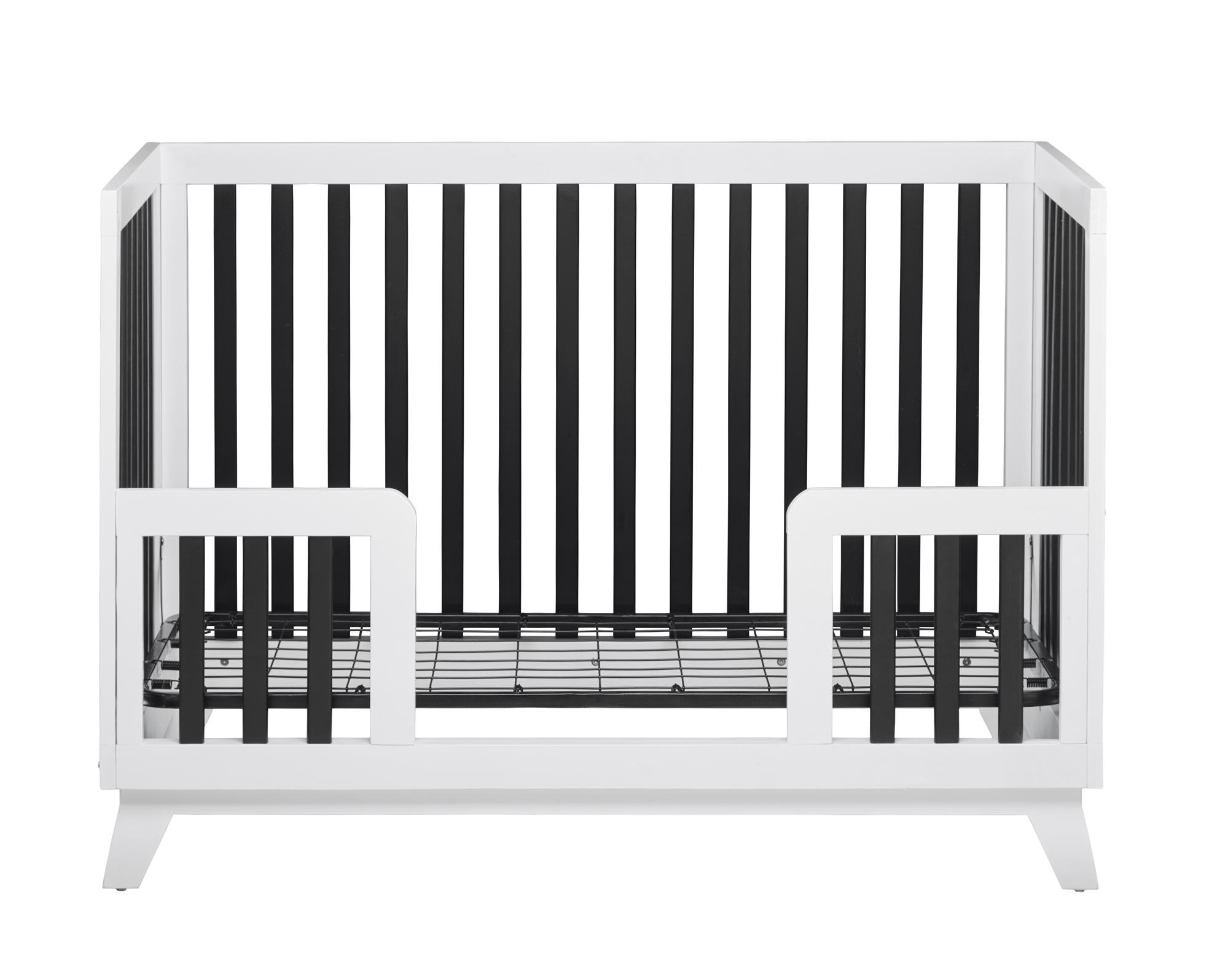 Little Seeds Rowan Valley Flint Crib - Black & White Convertible Baby Crib for Nursery, Toddler Bed & Daycare Use