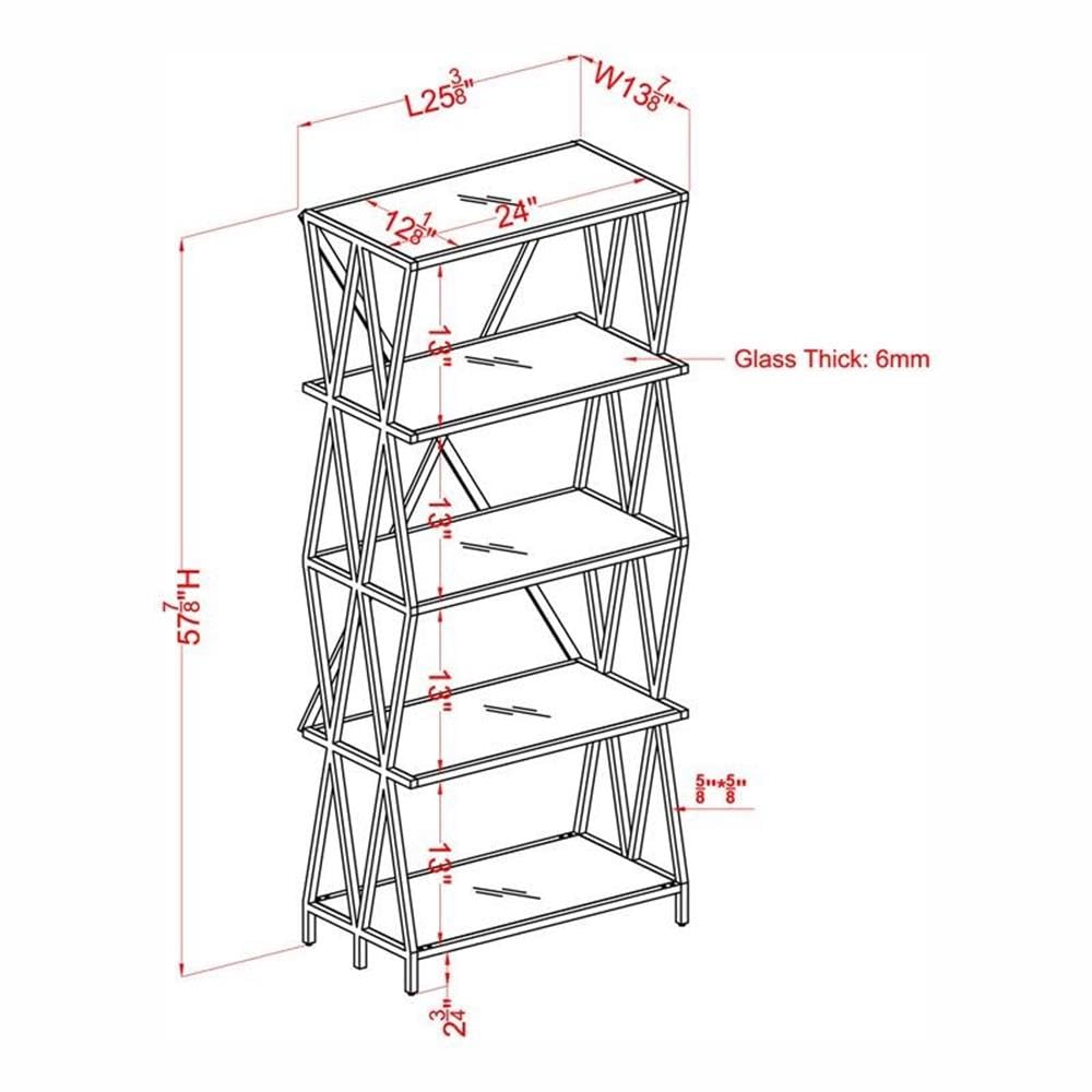Furniture of America Vorsko Industrial Metal 5-Shelf Bookcase in Black - Sturdy Storage for Home Office, Living Room & Bedroom Organization