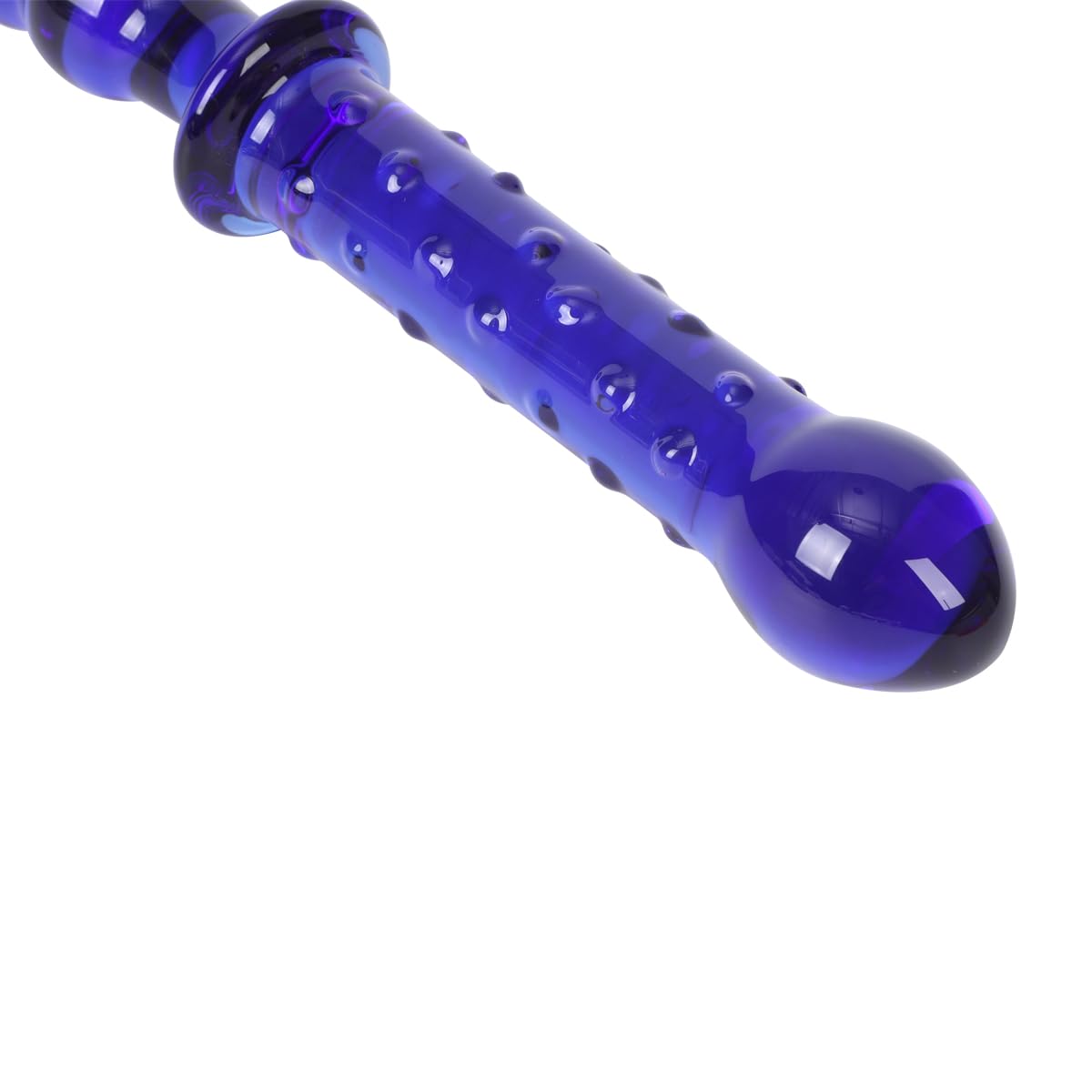 8.9 Inch Glass Dotted Double-Ended Dildo - Crystal Penis Pleasure Wand for G-Spot & Anal Stimulation - Personal Massager Sex Toy (Blue) - Perfect for Solo Play & Couples Intimacy