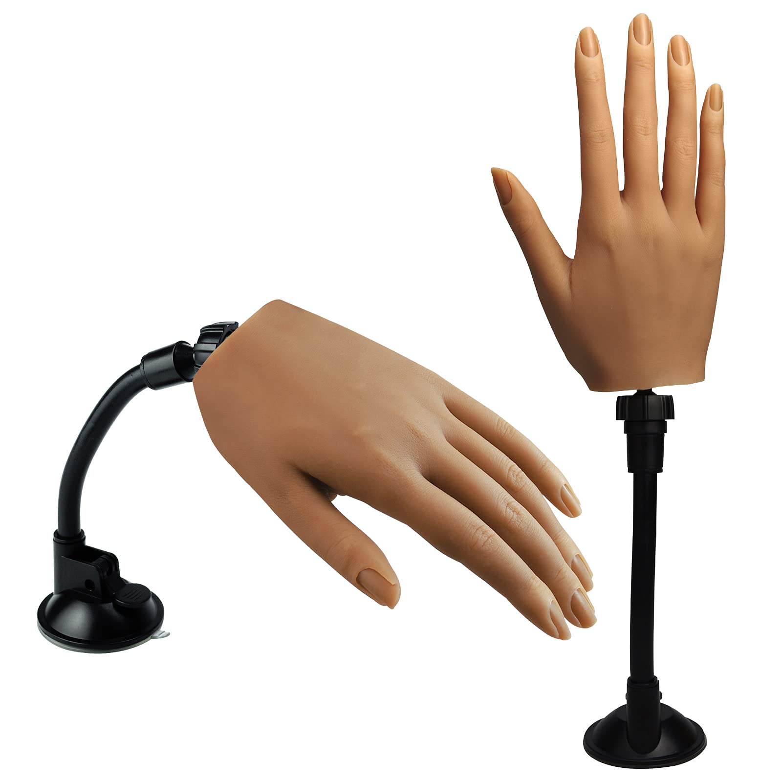 **Silicone Practice Hand for Acrylic Nails - Flexible Bendable Mannequin Hand with Stand, Life-Size Nail Art Training Tool (Right Hand) - Perfect for Nail Technicians & DIY Enthusiasts**