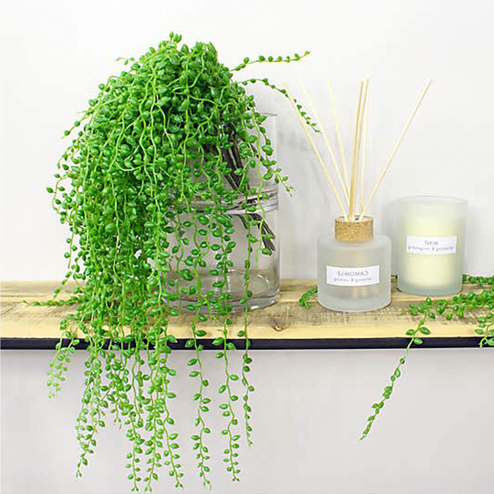 3 Pack Artificial String of Pearls Plants - Fake Hanging Succulent Decor for Home, Office, Wedding & Garden | Perfect for Indoor Greenery, Shelf Decor & Boho Room Aesthetics