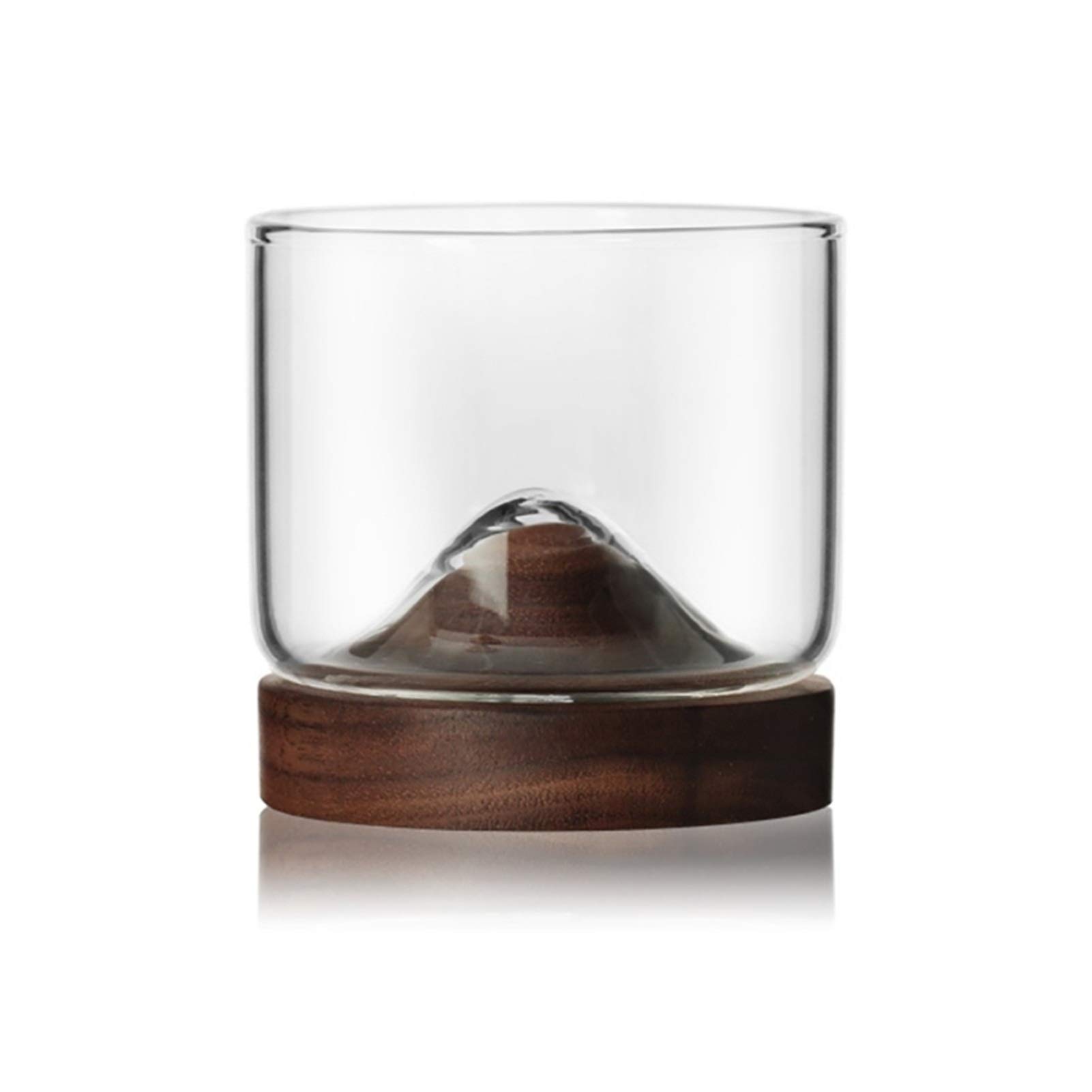 Premium Whiskey Glass Set with Wooden Base - Vintage Style Barware for Bourbon, Scotch & Whiskey Lovers - Unique Gift for Men, Home Bar Decor & Cocktail Parties (Set of 2)