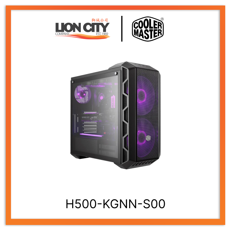 Cooler Master H500 KGNN S00 CM HAF500 ARGB Mid-Tower PC Case with Tempered Glass - High Airflow Gaming Case for Custom Builds & Extreme Cooling