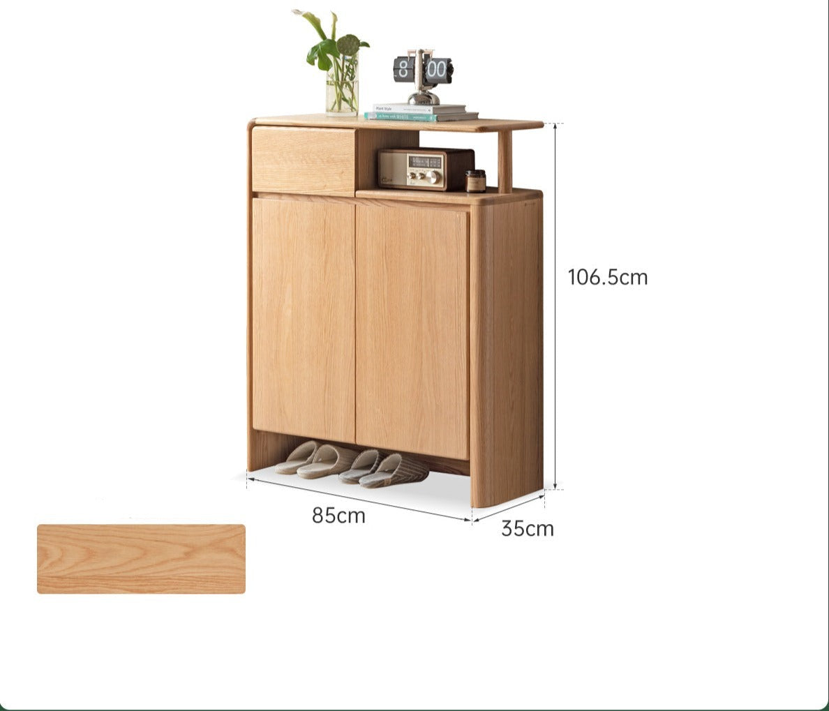 Solid Oak Wood Shoe Cabinet with Partition - Entryway Storage Organizer for Shoes, Boots & Accessories - Perfect for Porch, Mudroom, or Hallway Closet