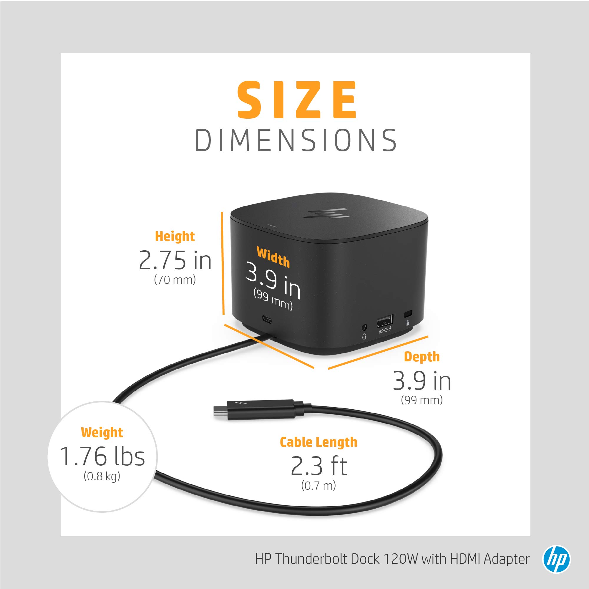 HP Thunderbolt Dock 120W G4 with HDMI Adapter - Universal USB-C Docking Station for Laptops | Single Cable Solution for Multiple Connections | Compatible with MacBook, Dell, Lenovo & More (6HP48AA#ABL) - Perfect for Home Office, Remote Work & Multi-Monitor Setup