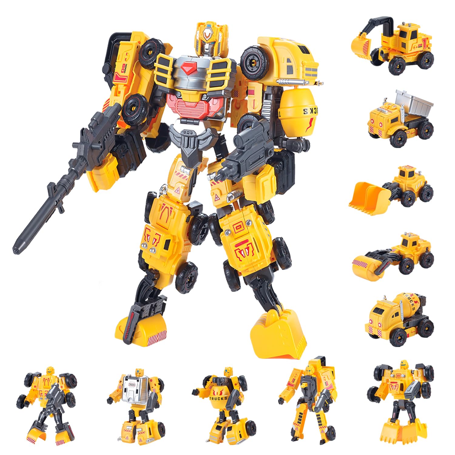 Constructo 5-in-1 Modular Transforming Robot Construction Vehicles Toy Set - STEM Building Toys for Kids Ages 3+ - Perfect for Creative Play, Birthday Gifts & Educational Fun