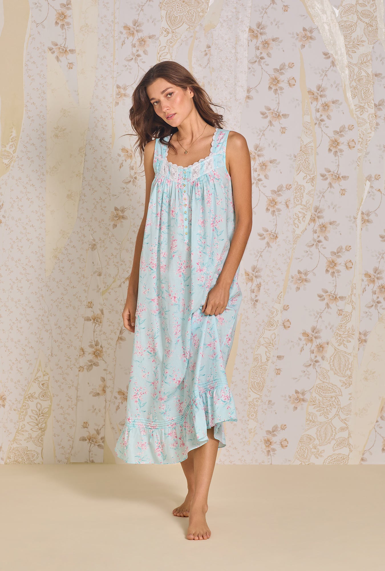 Eileen Cotton Lawn Nightgown - Floral Print Sleepwear for Women | Comfortable & Breathable Summer Pajamas | Perfect for Lounging, Sleeping & Relaxing at Home