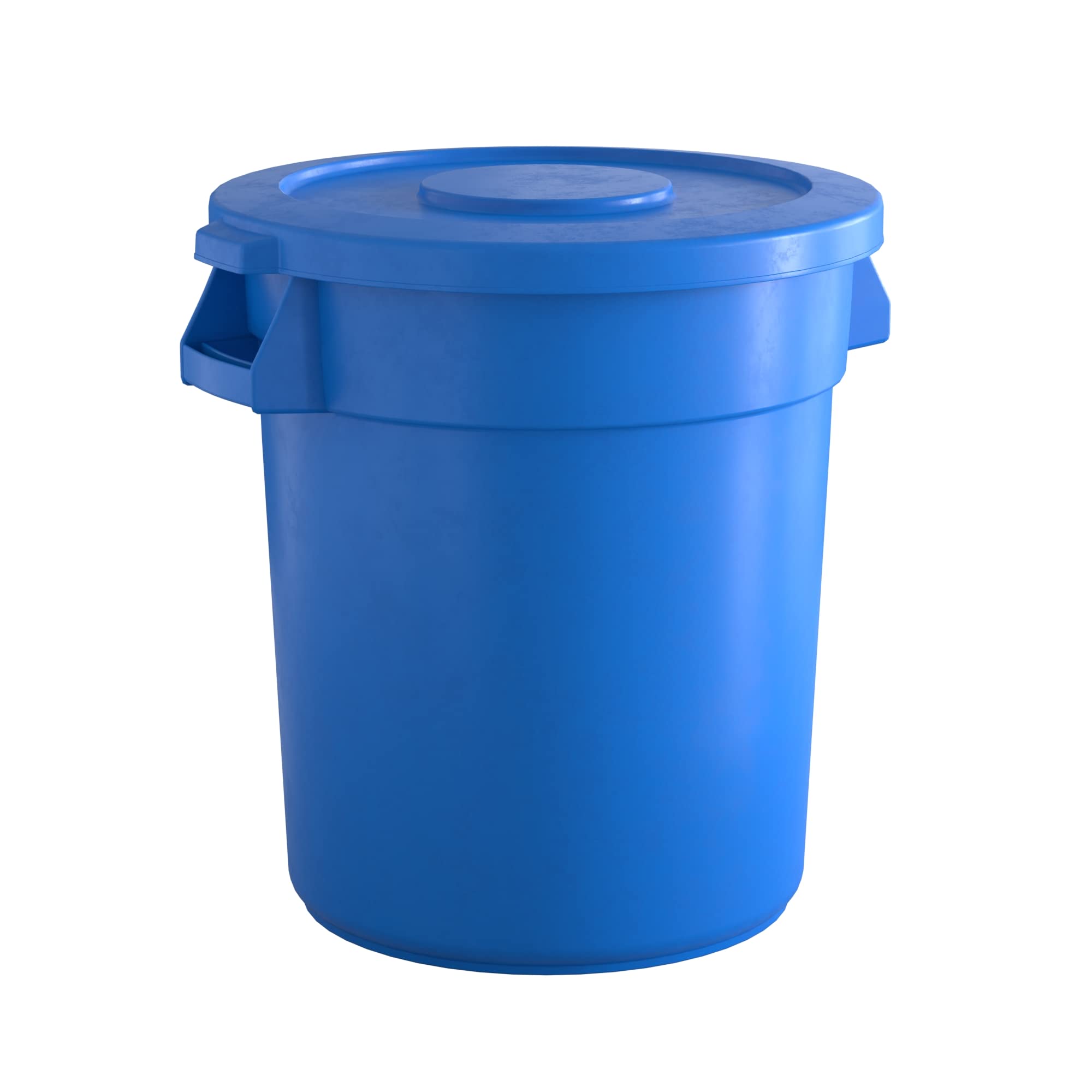20 Gallon Blue Round Commercial Trash Can with Lid - Heavy Duty Stainless Steel Step Pedal, Odor Control for Office, Restaurant, Kitchen, School - Ideal for High Traffic Areas & Waste Management