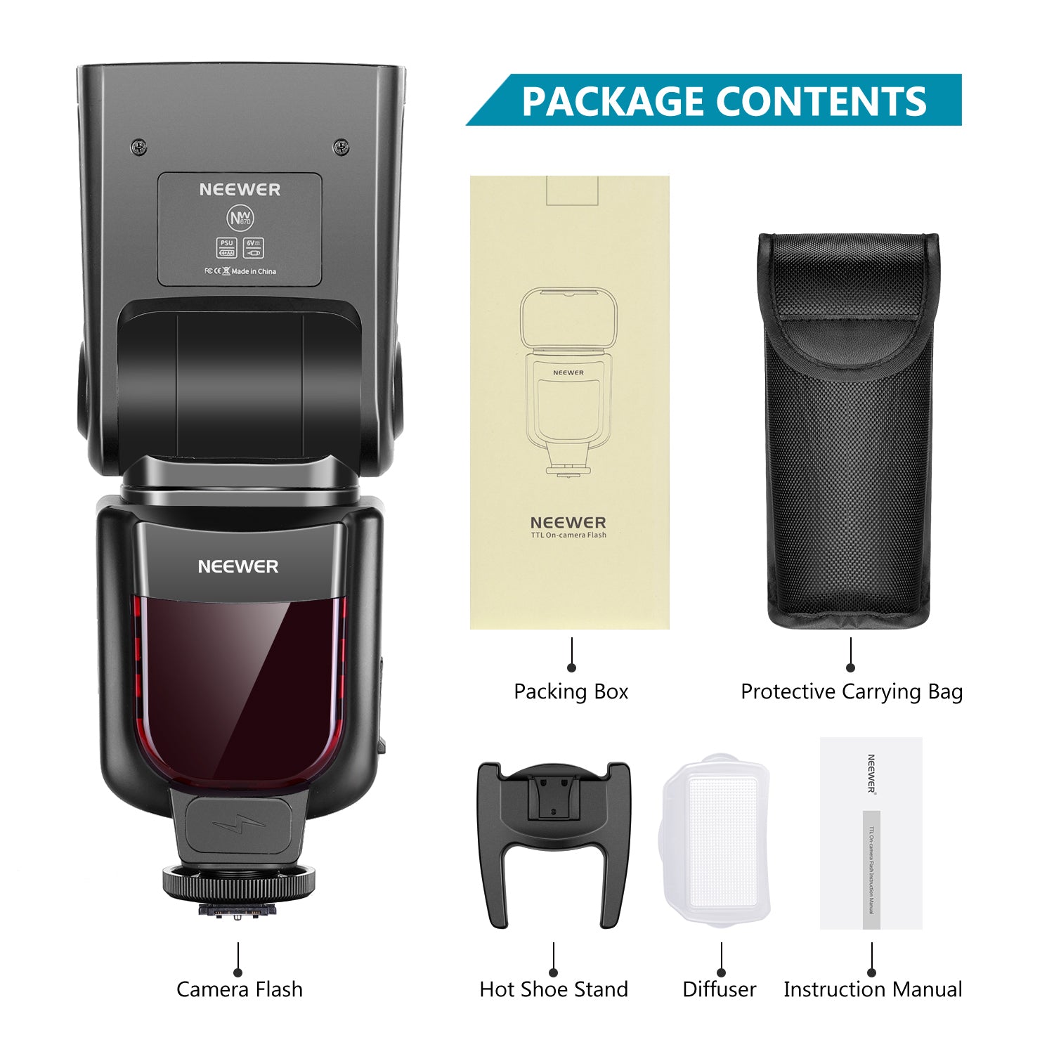 NEEWER NW670 TTL Speedlite Flash for Canon DSLR Cameras - Professional Photography Lighting for Portraits, Weddings & Events