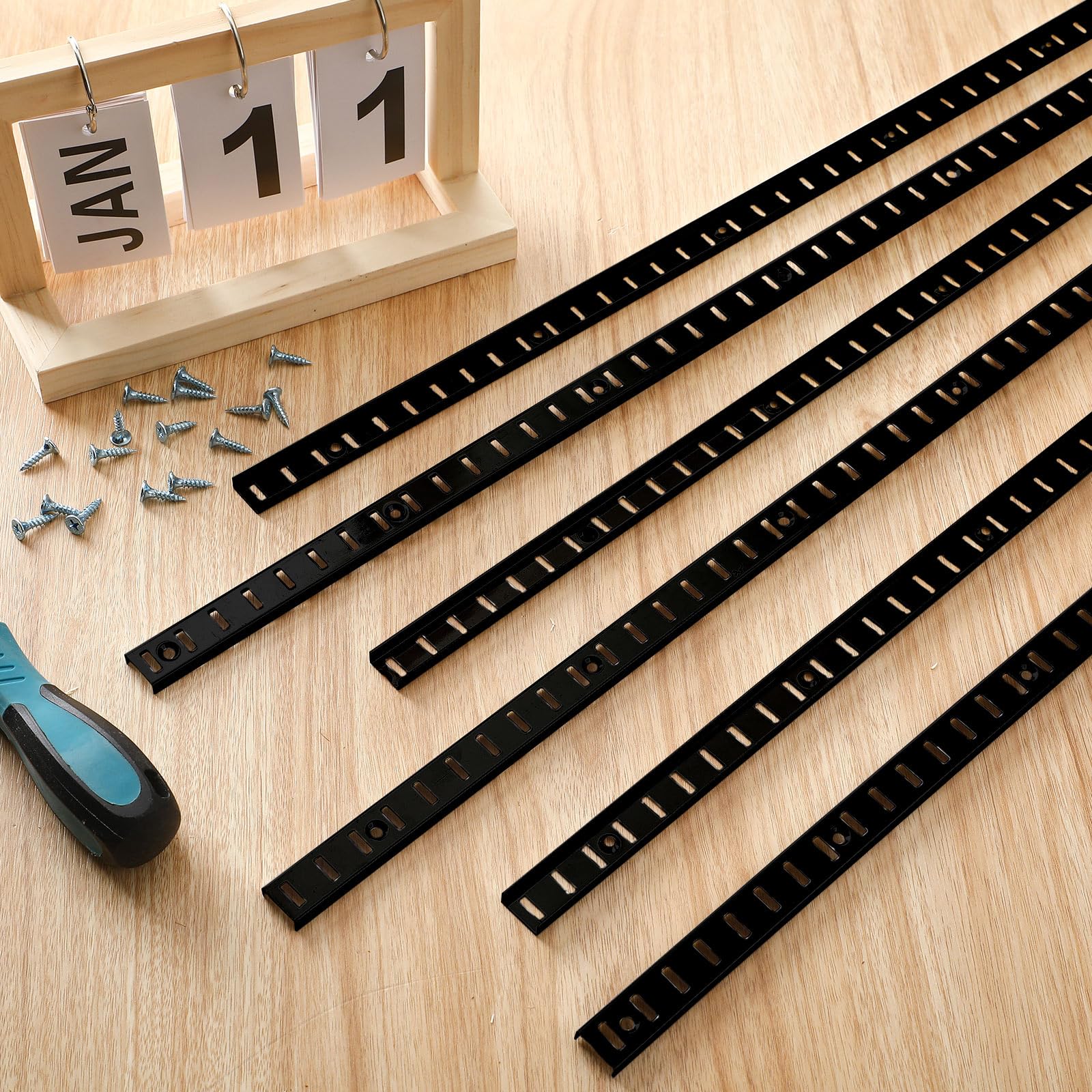 Yaocom 6-Pack 36-Inch Adjustable Metal Shelf Pilaster Strips - Black Mortise Mount Shelf Standards for Wall Shelving & Closet Organization - Perfect for Garage, Pantry, and Home Storage Systems