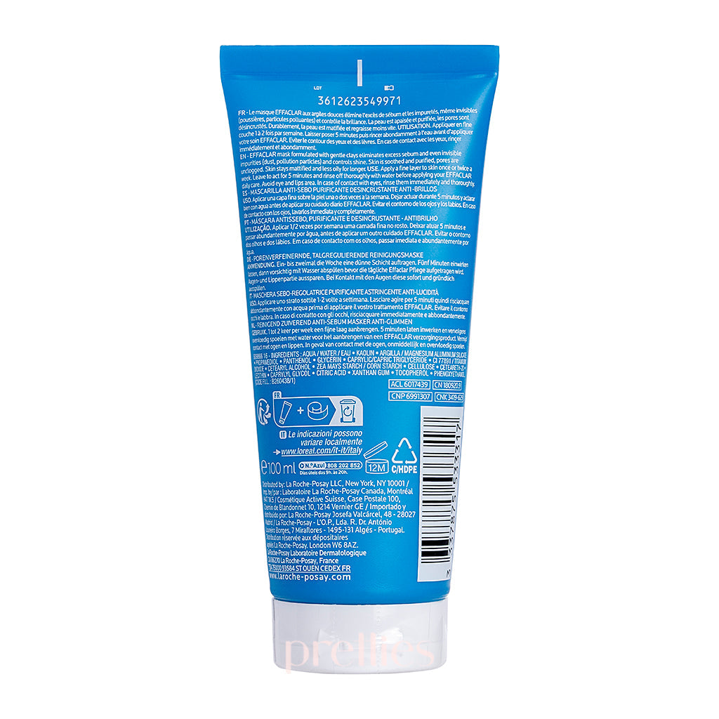 La Roche-Posay Effaclar Sebo Controlling Mask 100ml - Oil Control & Purifying Clay Mask for Oily & Acne-Prone Skin | Deep Cleansing Face Mask for Blackheads & Shine Control | Perfect for Daily Skincare Routine & Spa Nights