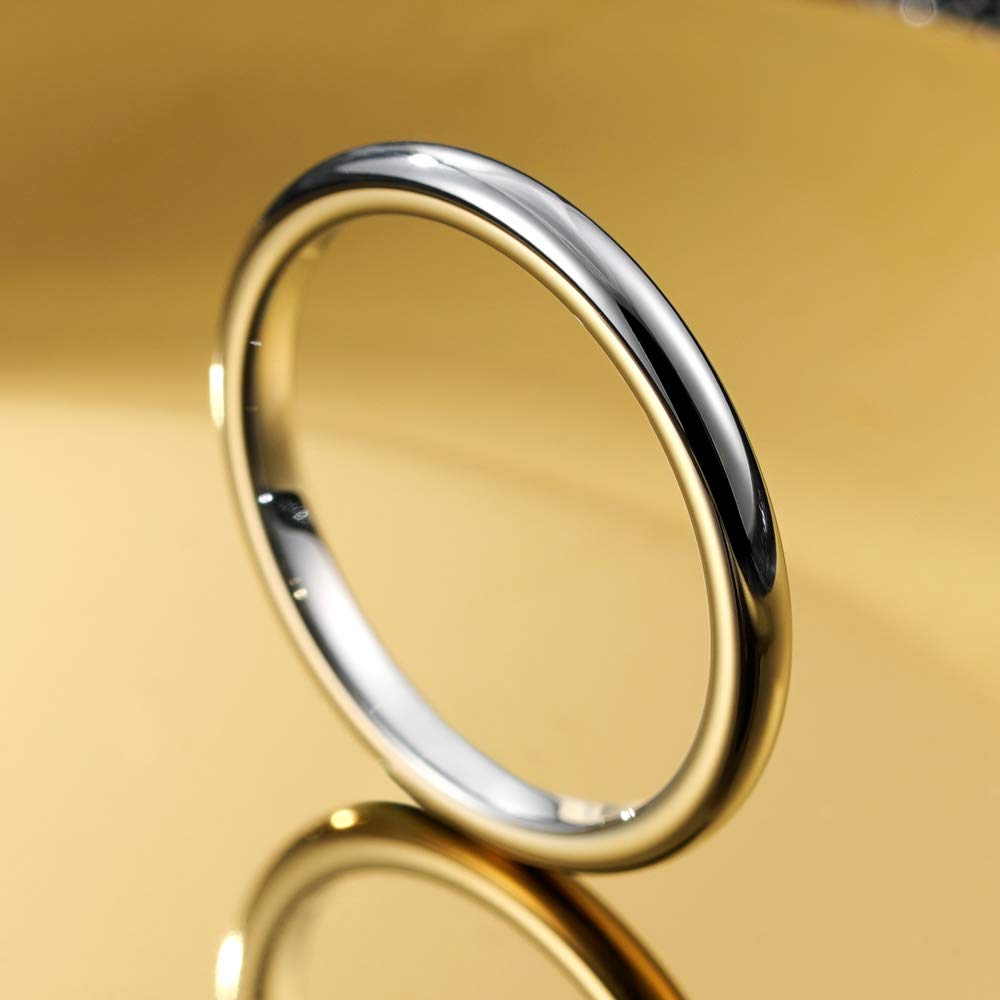 1mm 2mm 4mm 6mm 8mm Tungsten Wedding Rings for Women & Men - Silver/Black Domed Polished Engagement Bands by THREE KEYS JEWELRY - Perfect for Weddings, Anniversaries & Everyday Wear
