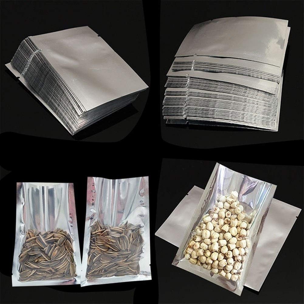 BCGT 100pcs Aluminum Foil Vacuum Sealer Bags - Food Grade Heat Sealed Storage Pouches for Nuts, Coffee, Snacks (20x30cm) | Airtight, Freshness Protection, Ideal for Kitchen, Camping & Meal Prep