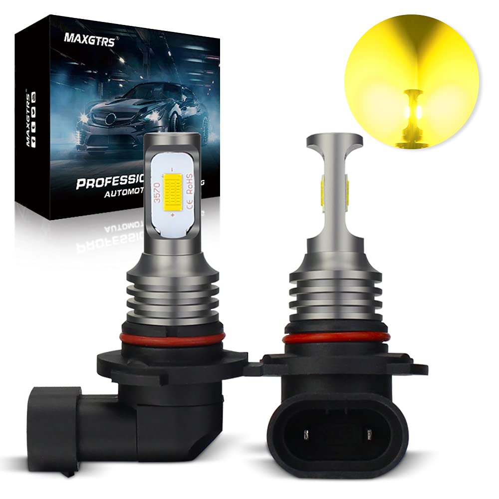 MAXGTRS H10 LED Fog Light Bulbs - 3000K Golden Yellow, 3570 CSP Chips, High Brightness, Waterproof for Cars, Trucks, SUVs (Perfect for Foggy Weather & Off-Road Driving)