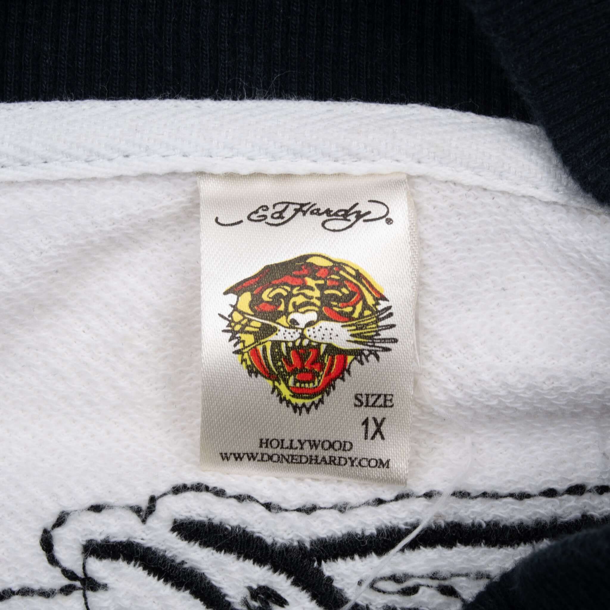 Vintage Ed Hardy Koi Fish Zip Up Sweatshirt Jacket White 2000s XL - Retro Streetwear for Men, Casual Outfit & Fashion Statement