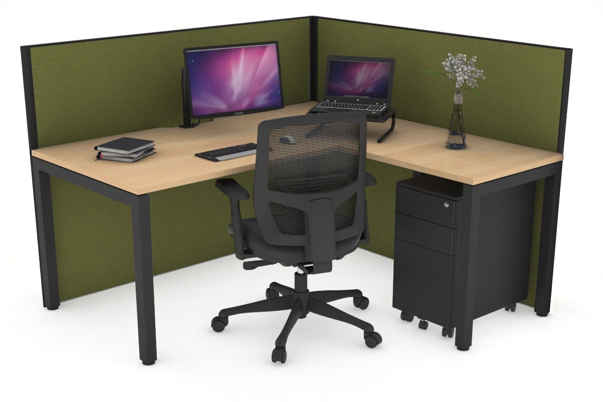 Horizon Quadro Square Legs L-Shaped Corner Office Desk - 1800L x 1800W with Cable Management | Modern Home & Office Workspace Solution for Professionals & Gamers
