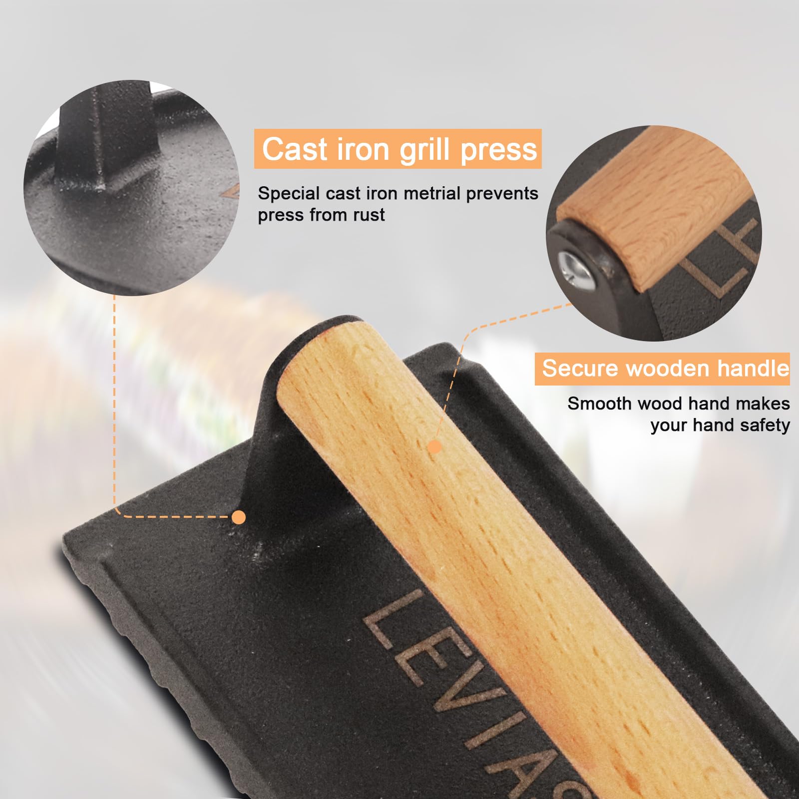 2.2 lb Heavy Duty Cast Iron Grill Press - 6.69