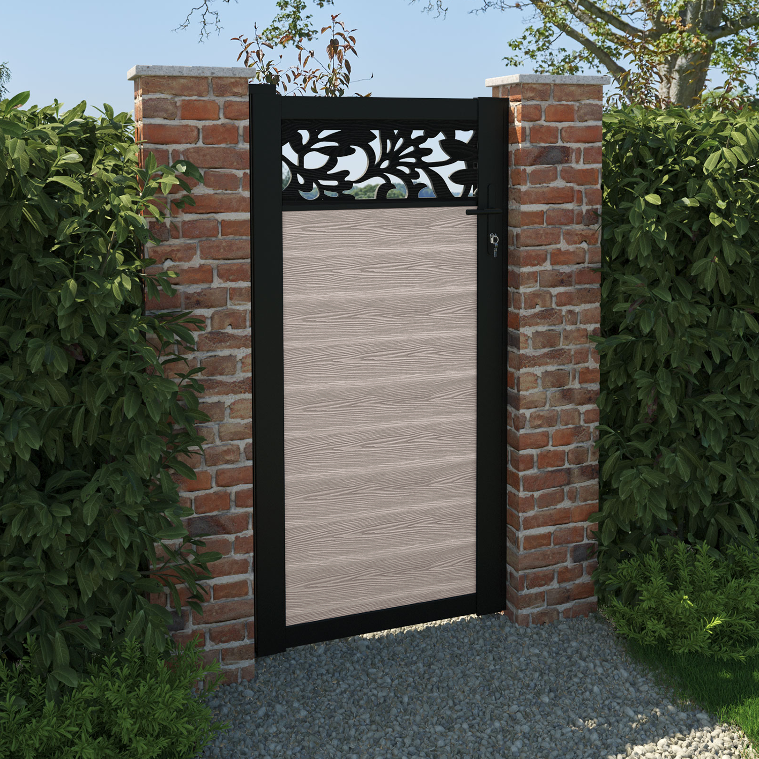 Classic Heritage Pedestrian Gate - Mid Stone Finish | Durable Iron Walkway Gate for Garden, Fence & Driveway Entry | Outdoor Home & Landscape Security Solution