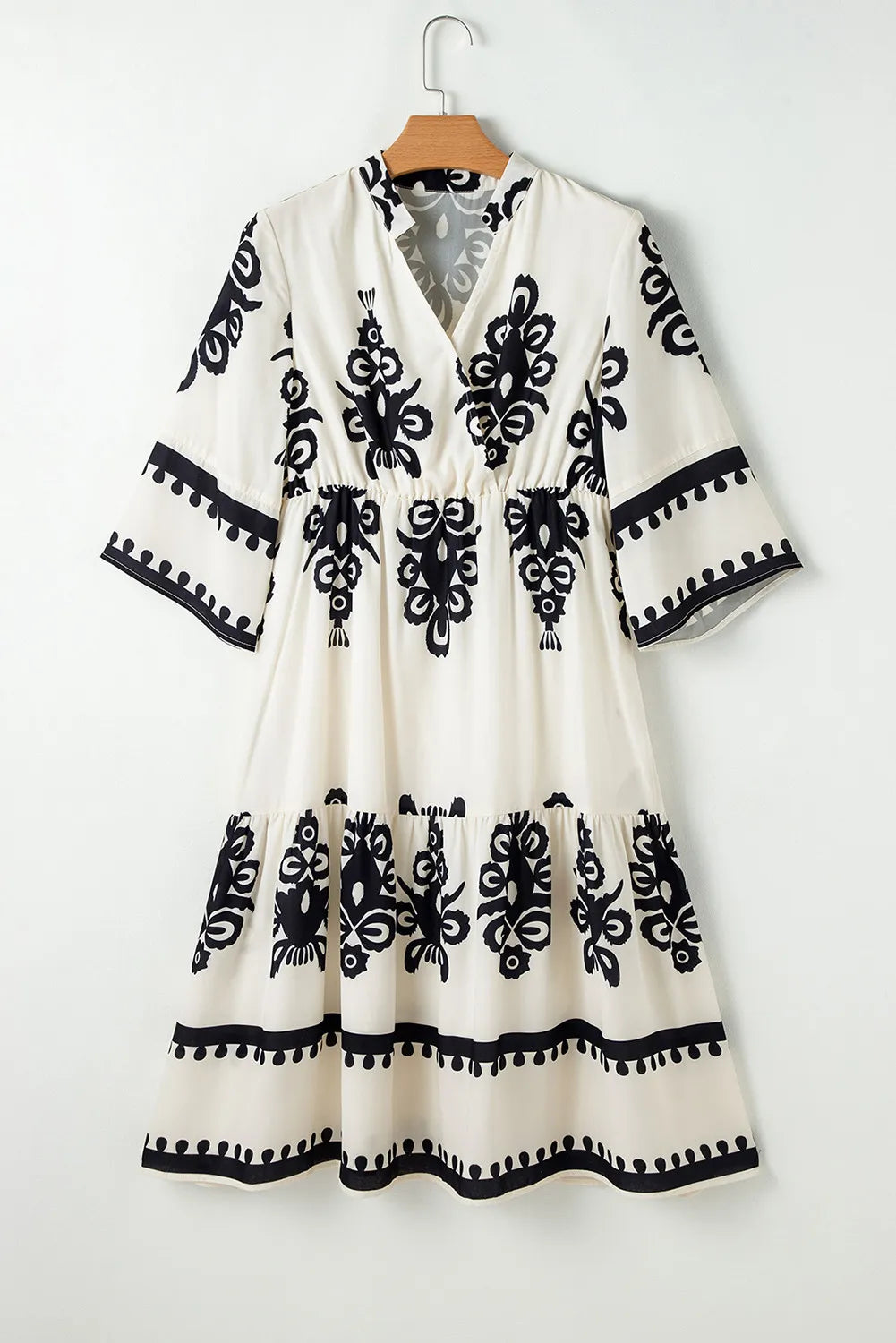 Floral Printed Half Sleeve Midi Dress for Women - Summer Casual & Party Wear - A-Line Flowy Dress for Brunch, Beach, Vacation & Date Night