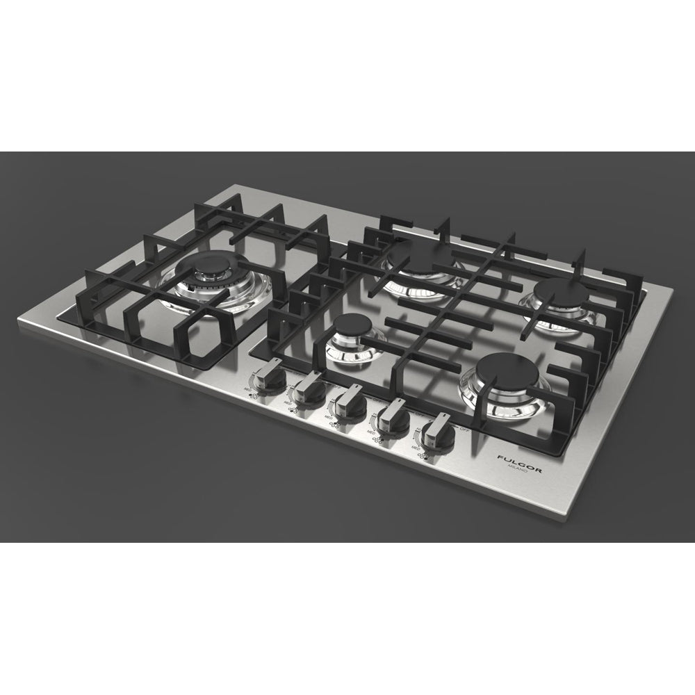 Fulgor Milano 30-Inch 5-Burner 400 Series Gas Cooktop - Stainless Steel (F4GK30S1) | Professional Gas Stove for Home Kitchen, Perfect for Cooking, Baking & Entertaining