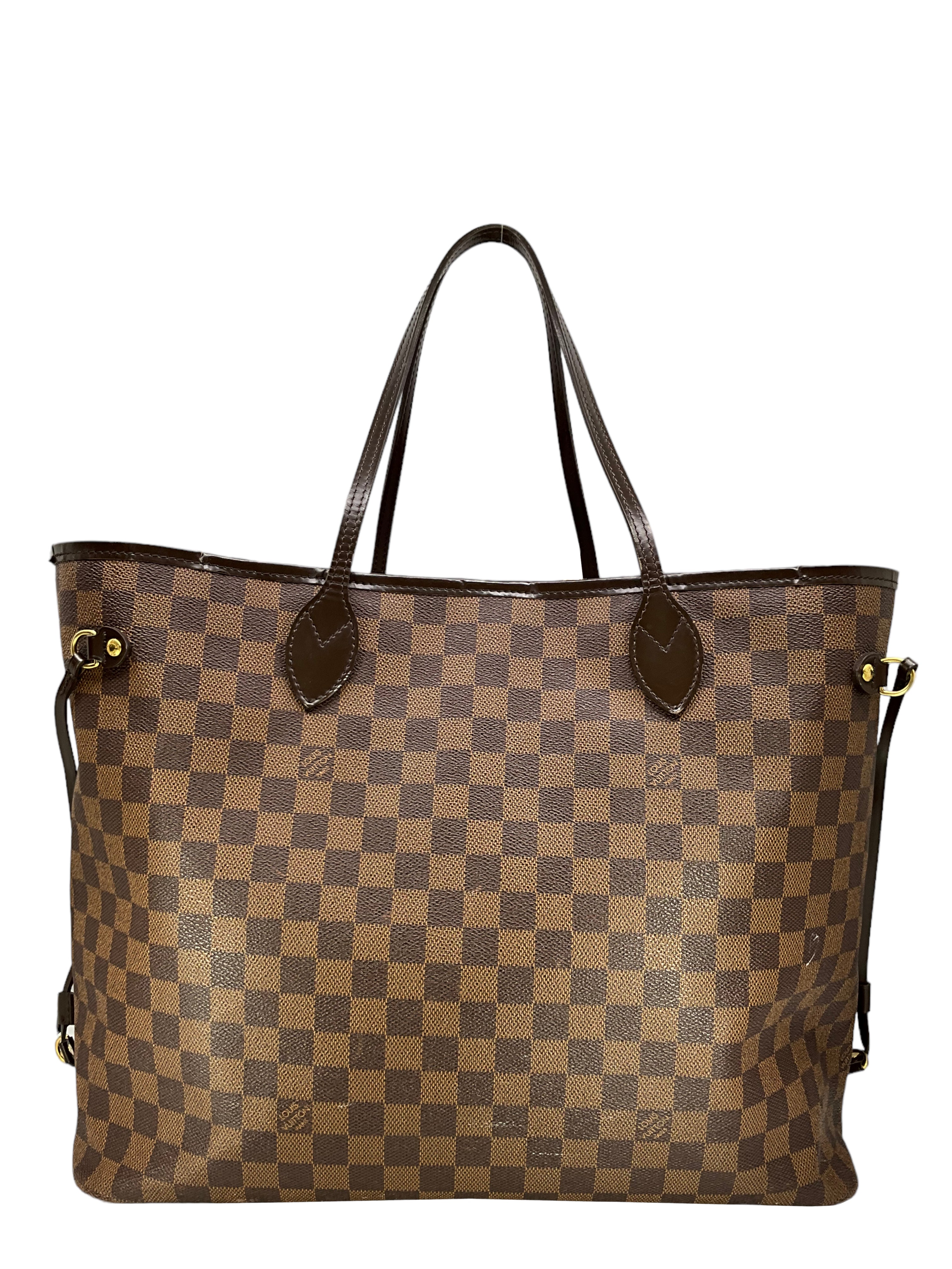 Authentic Louis Vuitton Damier Ebene Neverfull GM Tote Bag - Luxury Canvas Handbag with Leather Trim for Women | Perfect for Work, Travel & Shopping