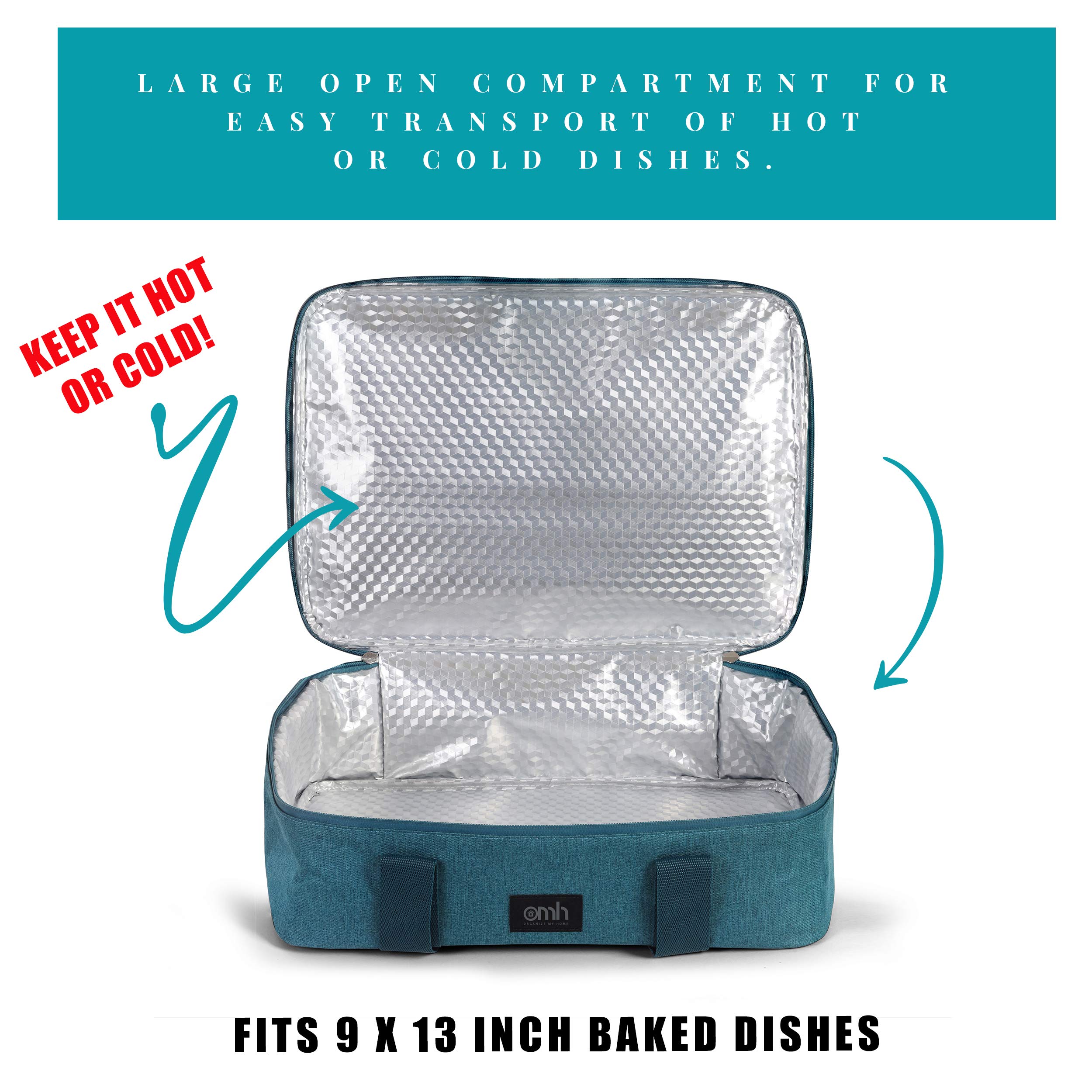 Insulated Casserole Carrier for Hot & Cold Food - 9x13 Inch Thermal Casserole Dish Tote for Lasagna, Potlucks, Picnics & Cookouts - Leakproof Teal Casserole Bag (Perfect for Parties, Family Gatherings & Outdoor Dining)