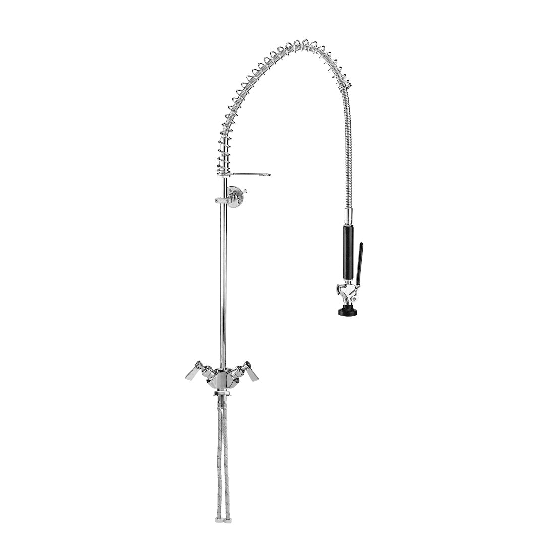 Fisher 53007 Stainless Steel Pre Rinse Unit with Spring Style - Single Deck Commercial Sprayer for Restaurant, Kitchen & Food Service Cleaning