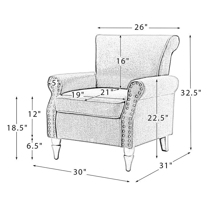 Hypanis Upholstered Armchair with Solid Wood Legs - Modern Living Room Accent Chair for Home, Office & Reading Nook - Comfortable Lounge Chair for Relaxing & Decor