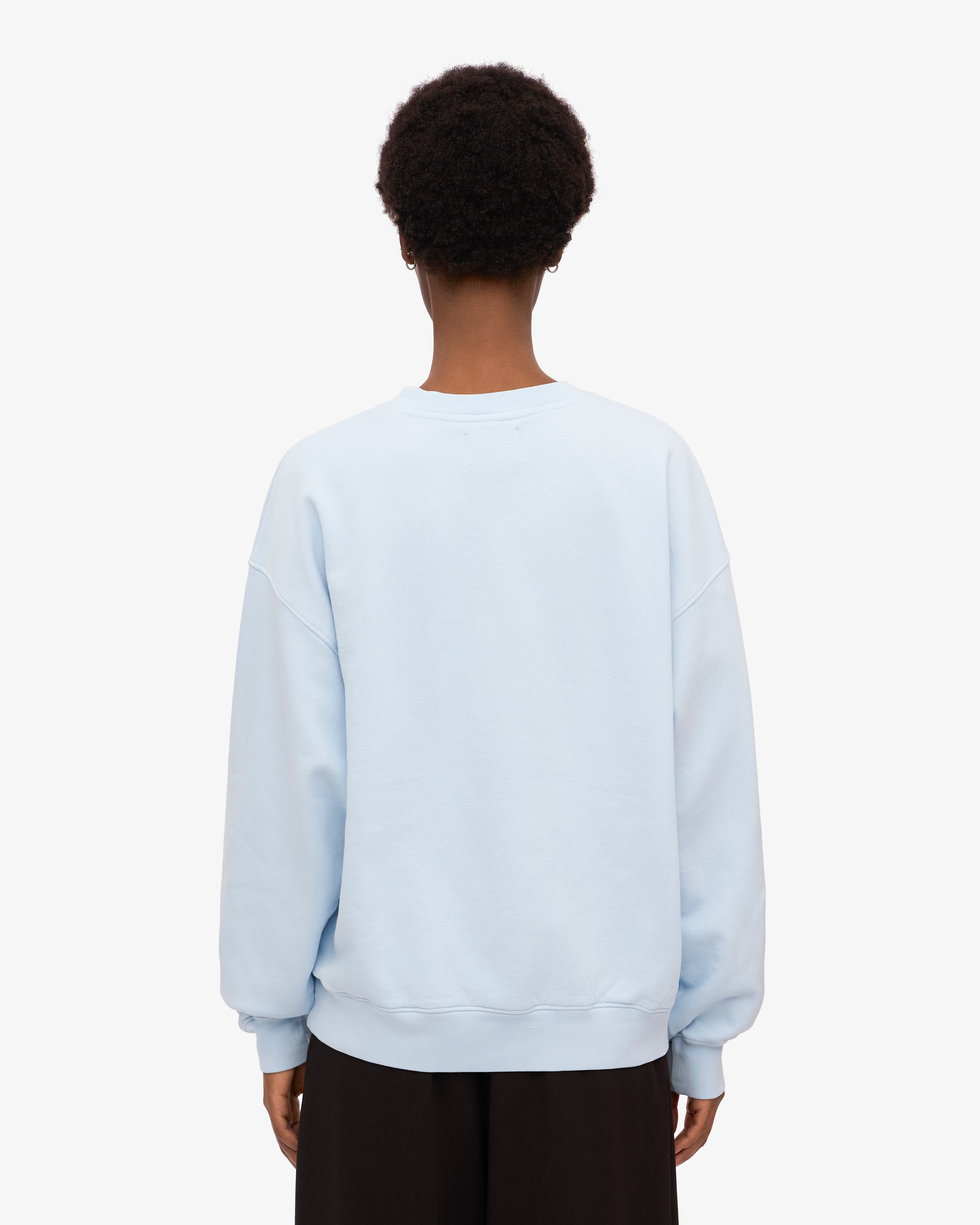 Organic Oversized Crewneck Sweatshirt for Women - Soft Polar Blue Cotton Pullover - Casual Loungewear & Streetwear Fashion