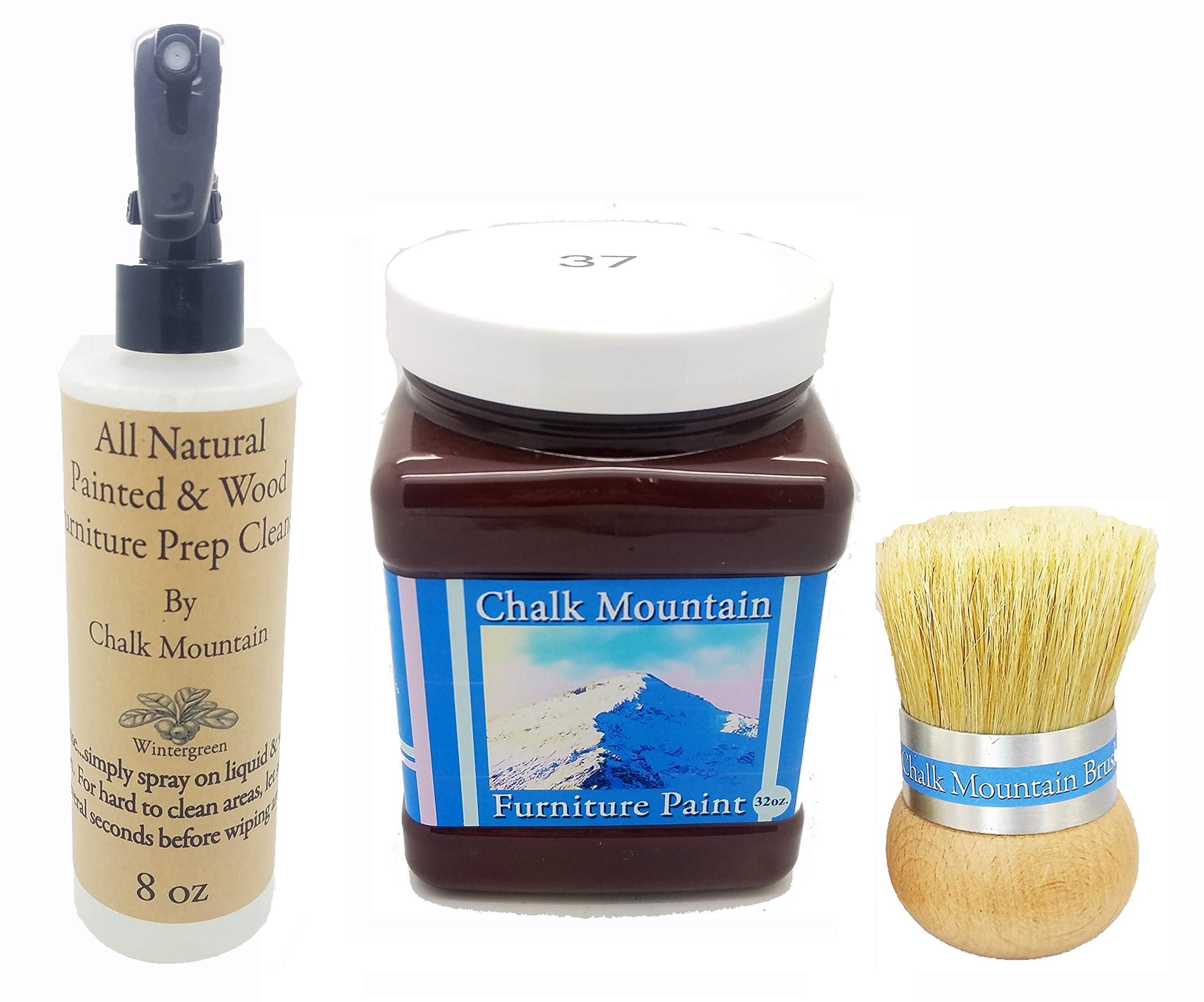Chalk Mountain Brushes - 3 Pack Starter Chalk Furniture Paint Kit for DIY Furniture Makeover (#37 Dark Cocoa) | Perfect for Restoring Old Furniture, Cabinets, and Home Decor Projects