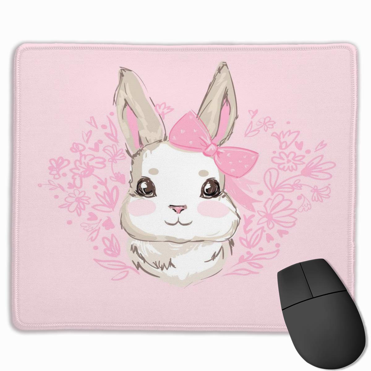 Non-Slip Gray Rabbit Design Rubber Mouse Pad - Round & Square Shapes for Home Office Computer Use, Gaming, and Workstations