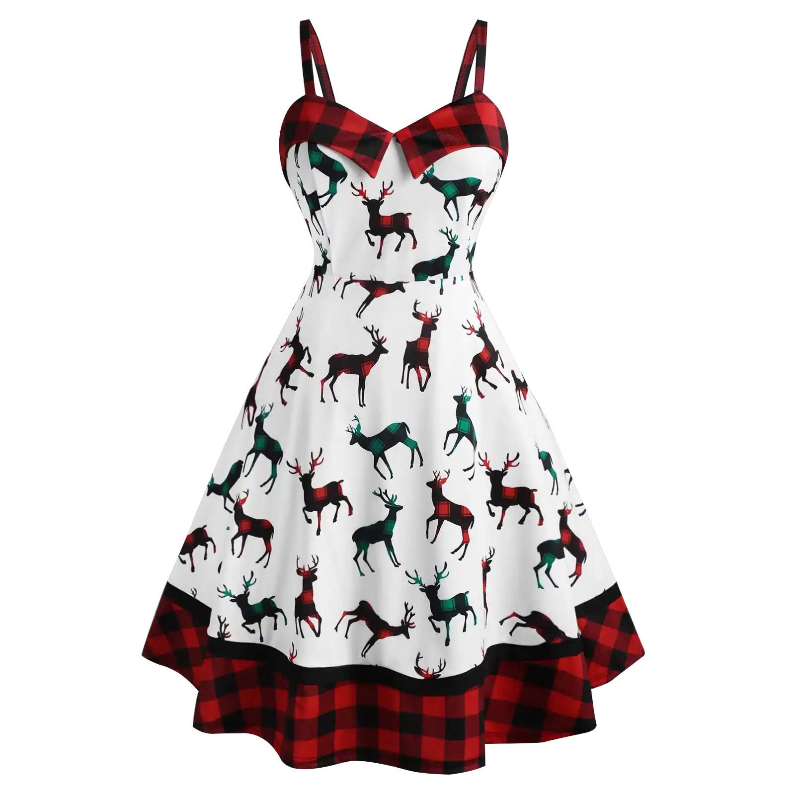 Vintage Christmas Plaid Print Off Shoulder Party Dress for Plus Size Women - Business Casual Holiday Outfit for Office Parties & Festive Gatherings