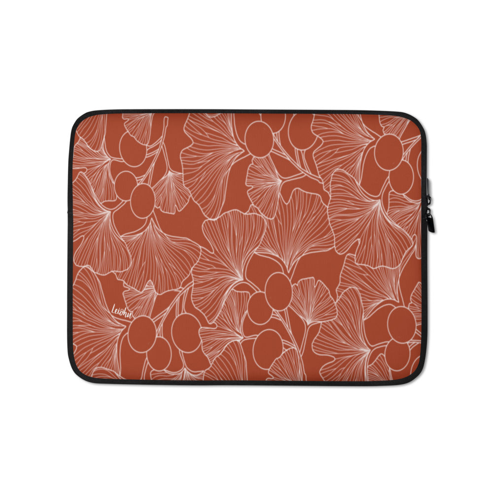 Premium Gingko Rust Laptop Sleeve - 13-15 Inch Protective Case for MacBook, Dell, HP - Perfect for Work, Travel & School