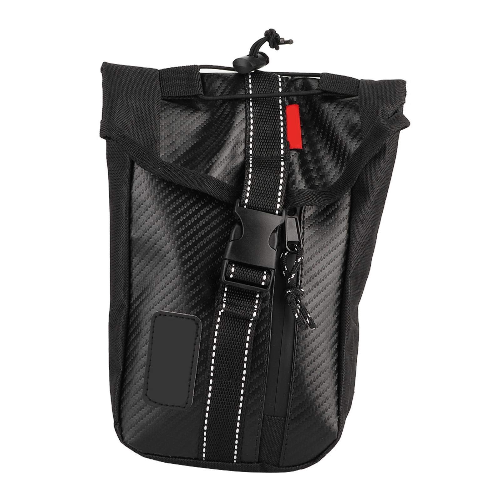 Acouto Carbon Fiber Cycling Waist Bag - Waterproof Motorcycle Leg Pack for Biking & Outdoor Sports - Durable Black Storage Pouch for Phone, Wallet & Essentials