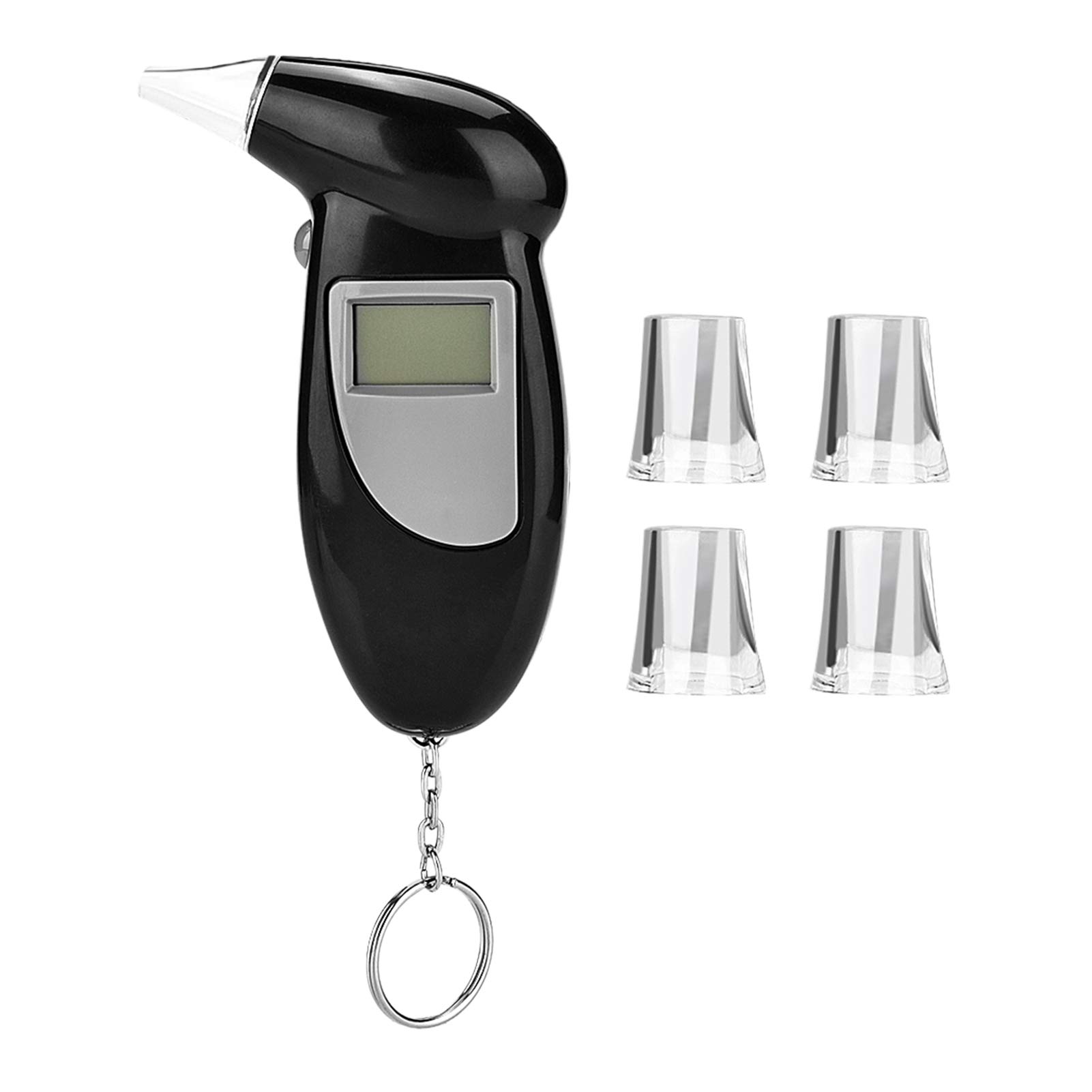 Portable Digital Breathalyzer with LCD Screen - Keychain Alcohol Tester for Personal & Professional Use - Includes 5 Disposable Mouthpieces - Perfect for Bars, Parties, Workplace Safety & Personal Health Monitoring