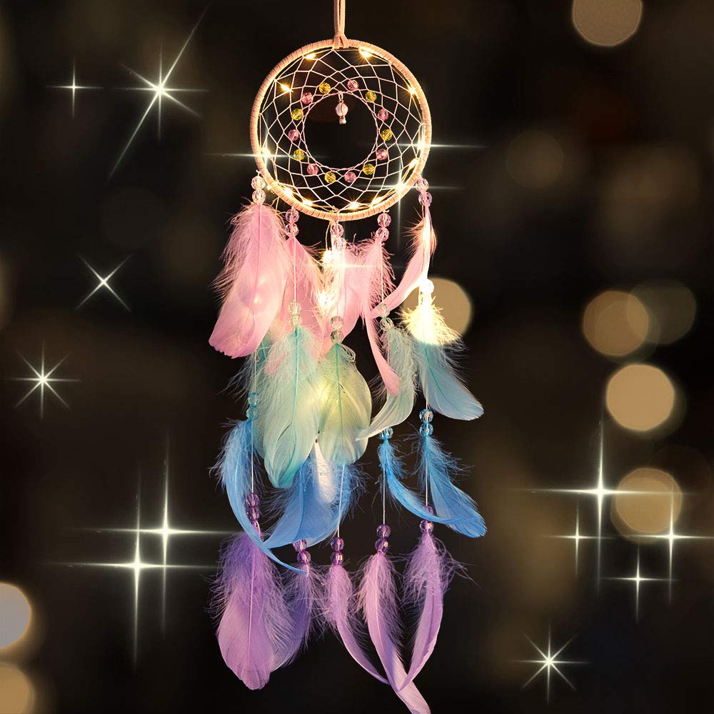 DUOFEI Macaron Dream Catcher Wall Hanging - Bohemian Home Decor for Bedroom, Kids Room & Nursery - Handmade Wall Art for Girls, Women & Adults - Perfect for Easter, Birthday Gifts & Spiritual Home Decorating