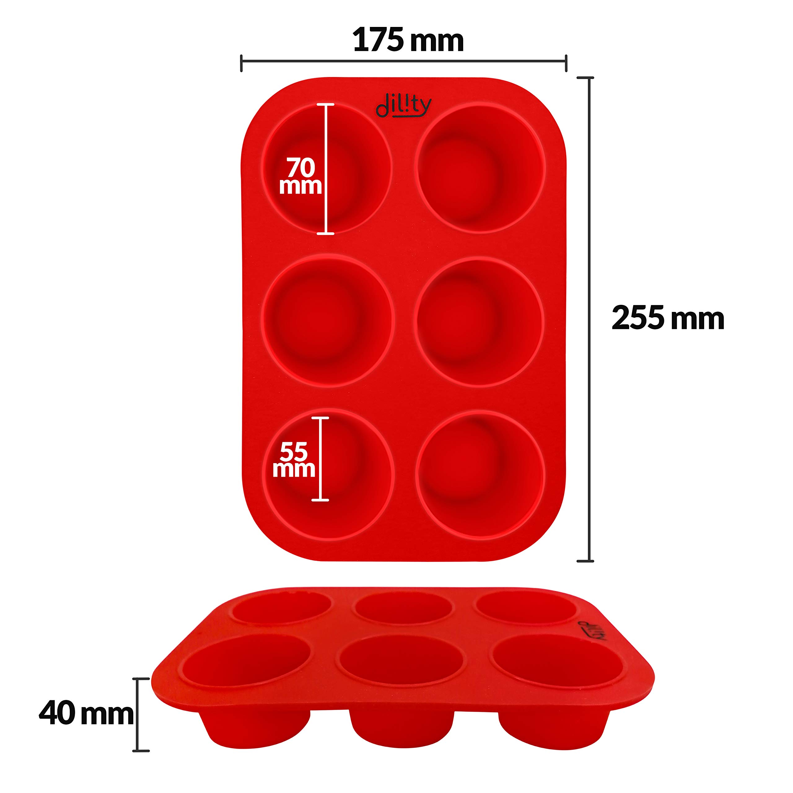 6-Cup Silicone Muffin Pan - Extra Deep Large Cupcake Baking Tray for Muffins, Cupcakes & Yorkshire Puddings | Non-Stick BPA-Free Bakeware | Perfect for Home Baking, Parties & Holiday Treats