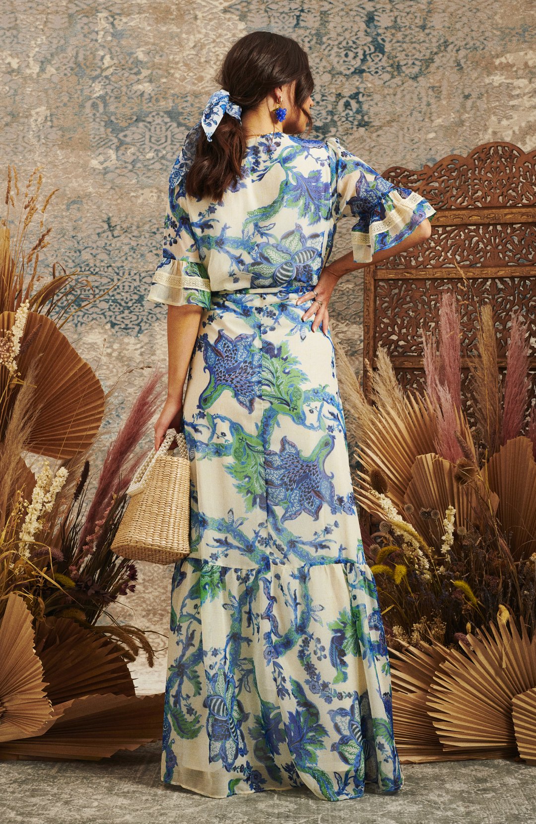 Catalina Flutter Sleeve Maxi Wrap Dress for Women - Elegant Summer Beach Cover Up & Evening Party Dress
