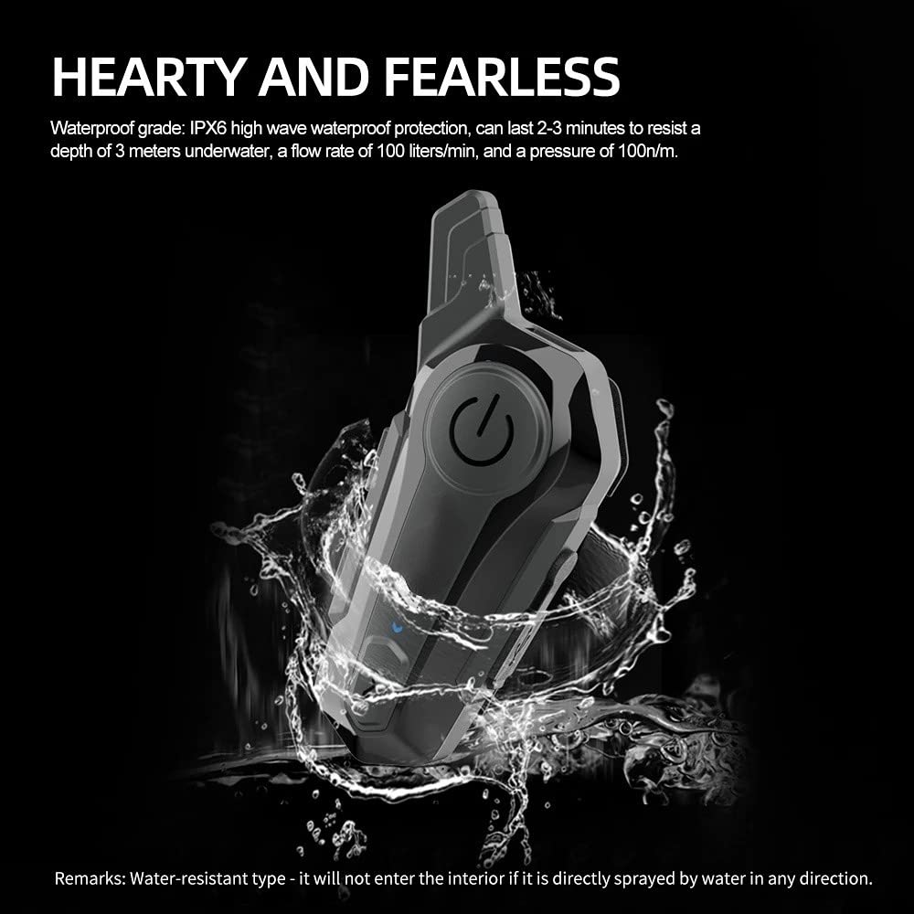 eECO-FLYING Motorcycle Bluetooth Headset - 1000m Intercom Range, CVC Noise Cancellation, IPX6 Waterproof, 2-Rider Communication System (Compatible with Half Helmets) | Perfect for Group Rides, Touring & Urban Commuting